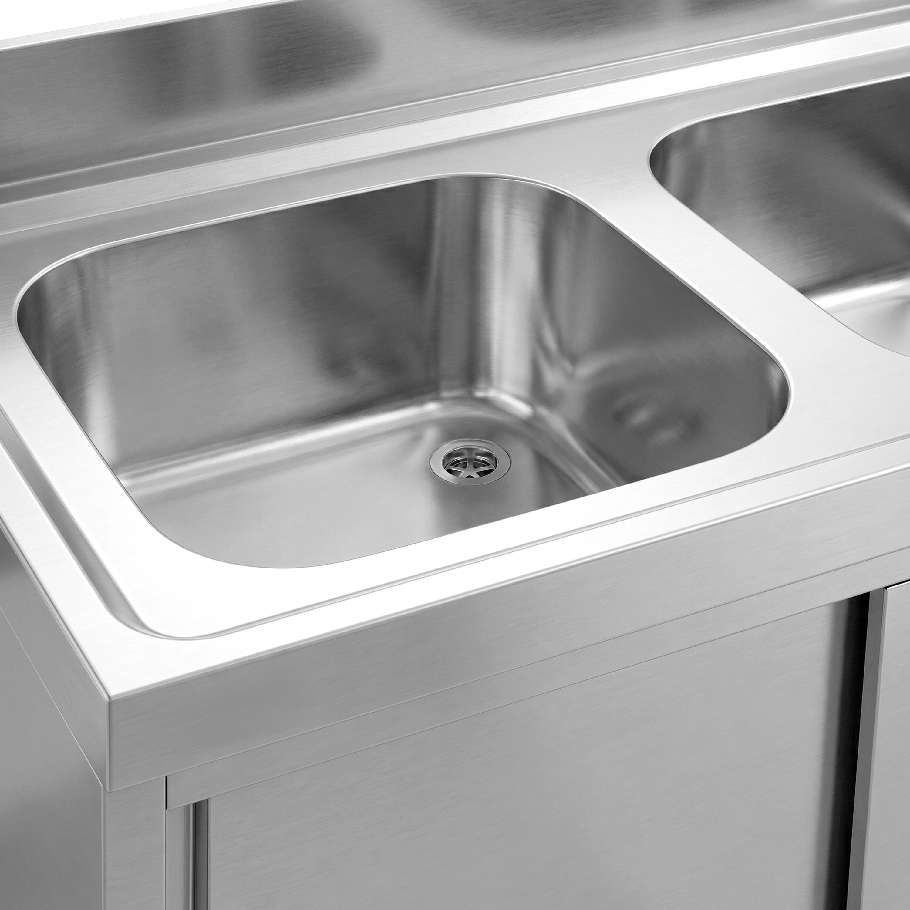 Meuble évier ECO - 1400 x 600 mm - avec 3 tiroirs & 2 bacs à gauche
