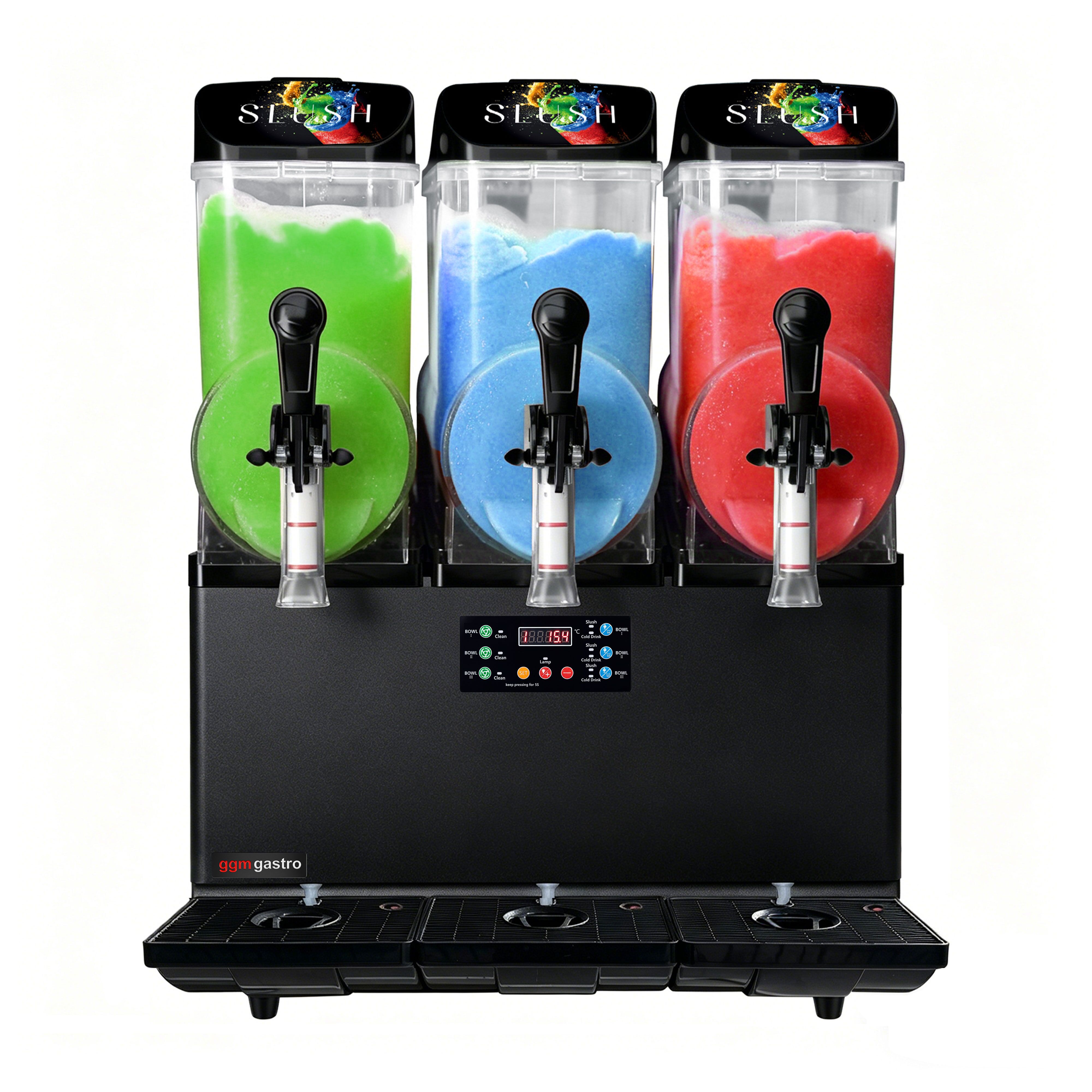 Slushmachine - 3 x 12 liter - 1,1 kW - digitaal - zwart