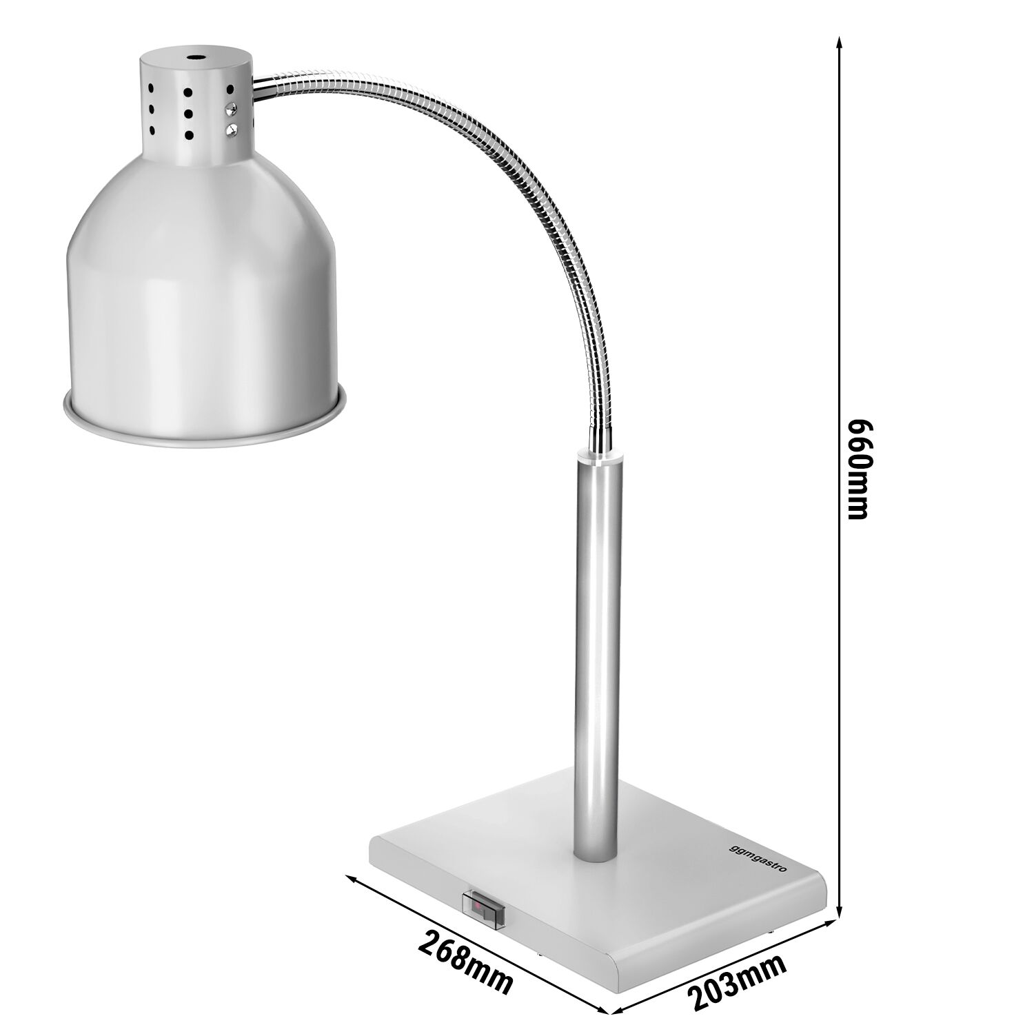 Lampe chauffante infrarouge – 250 watts – Ø 174 mm – réglable de manière flexible – Argent