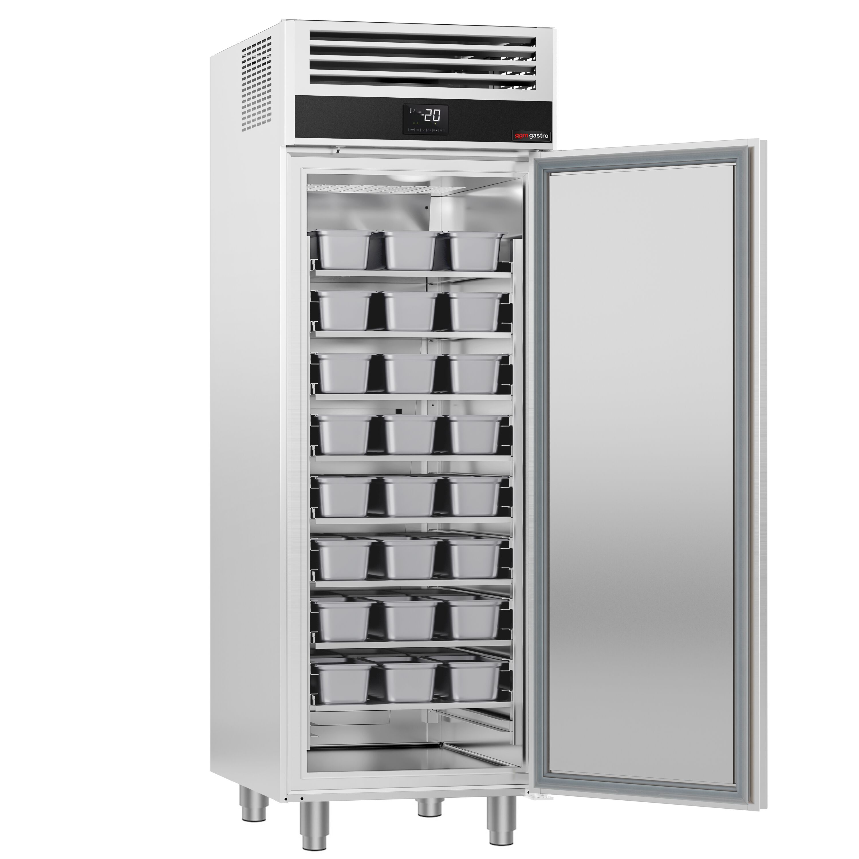 Armoire de conservation pour bacs à glace négative Inox AISI 304 - 600 x 800 - 650 L - avec 1 porte - p.ex. pour 48× bacs à glace 5L ou 32× bacs 7L