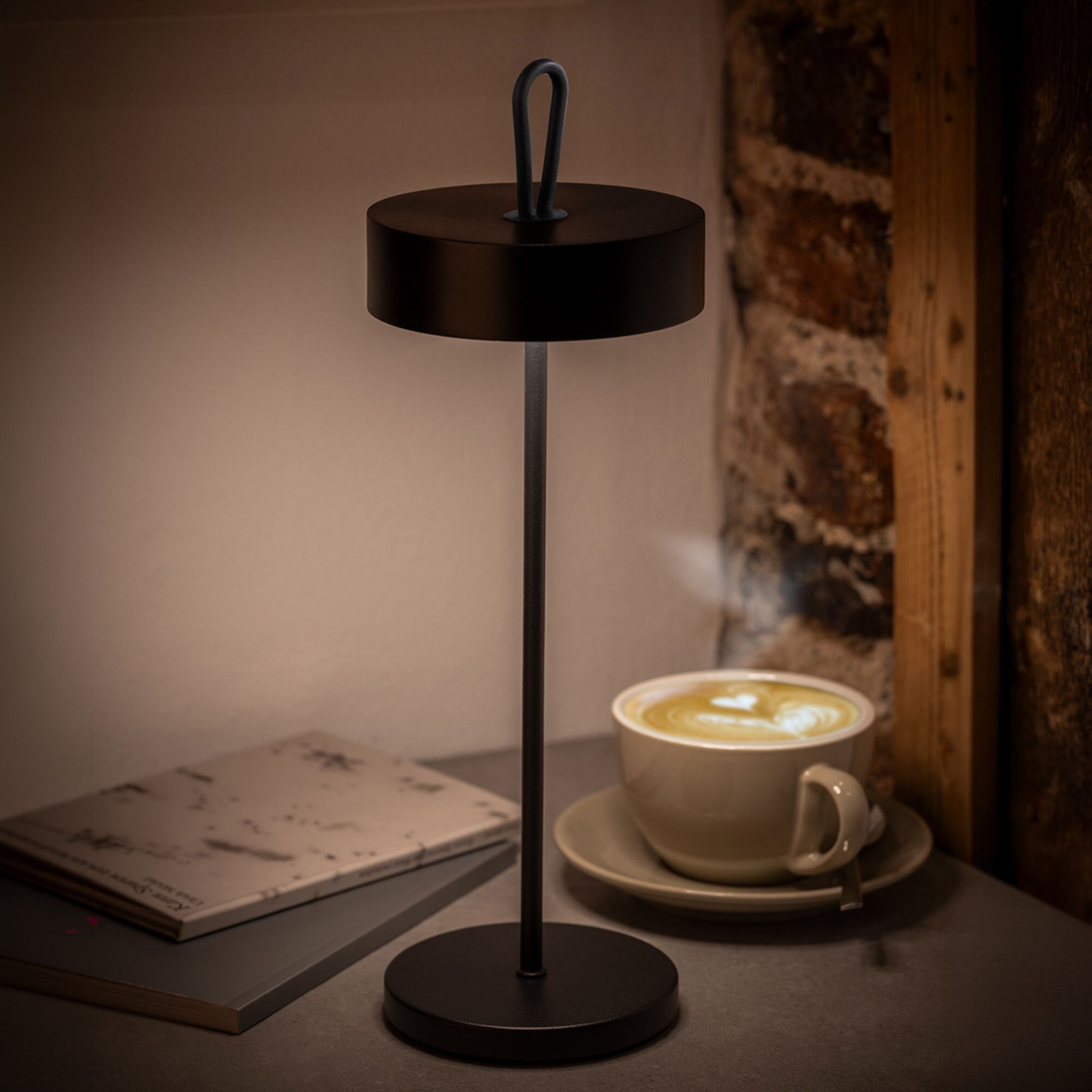 (4 pièces) Lampe de table – CLEO – dimmable en 3 niveaux – Ø 120 mm – Noir