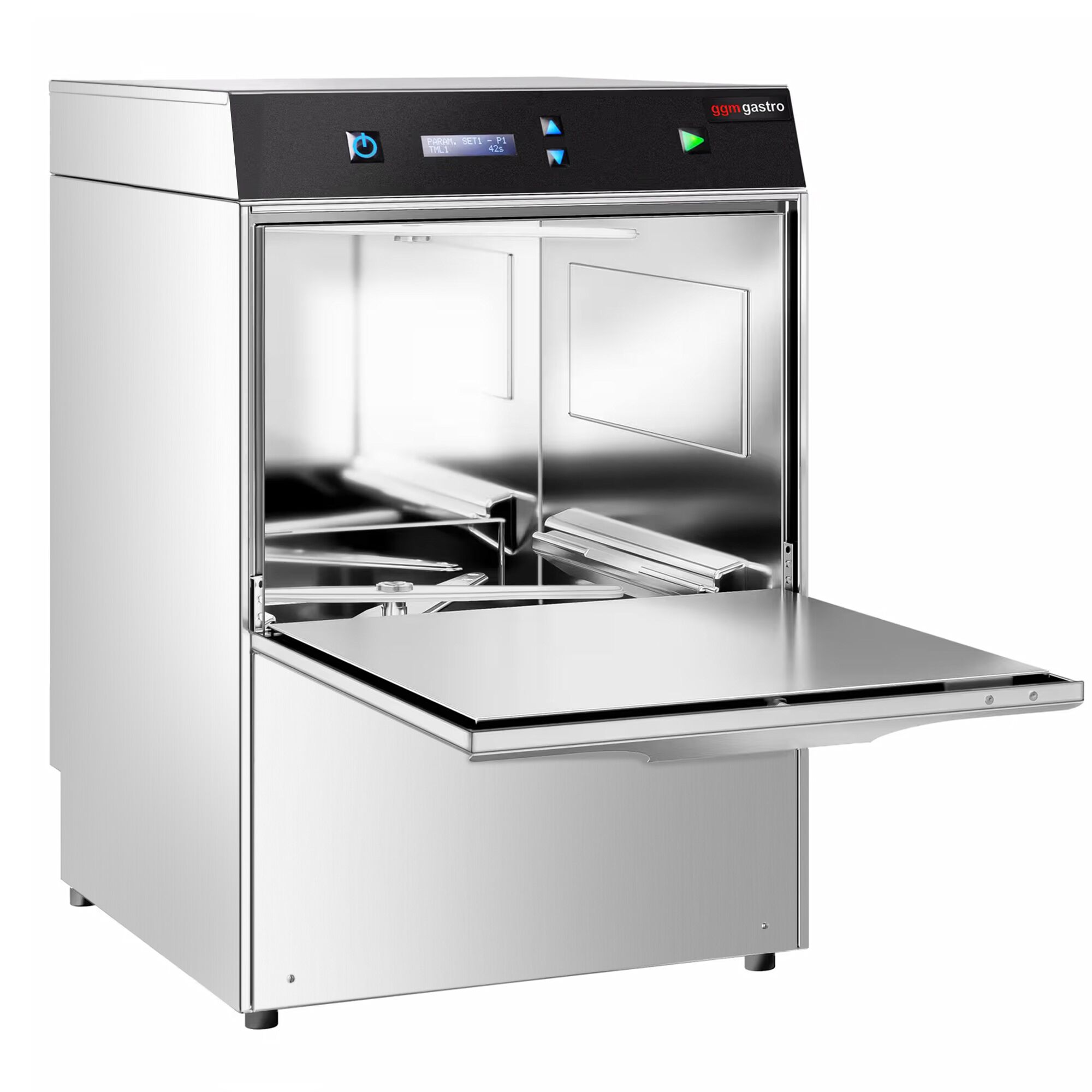 Lave-verres professionnel à double paroi - Numérique - 2,97kW - incl. Filtre à eau anti-calcaire - avec évacuation par gravité, pompes à détergent et de liquide de rinçage
