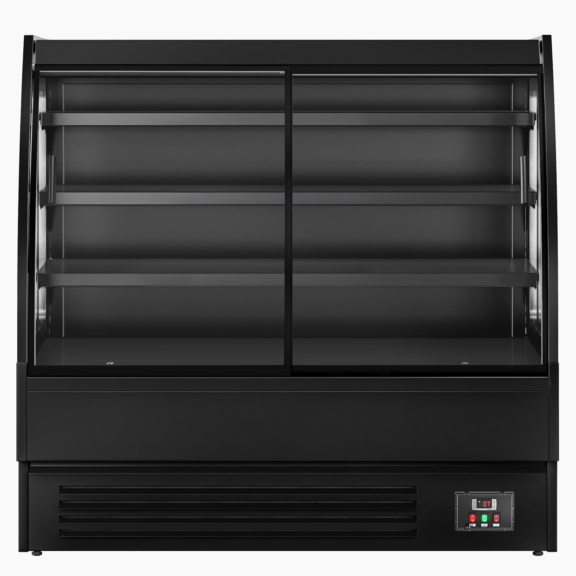 Vitrine murale réfrigérée - 1500mm - 480L - avec 2 portes coulissantes vitrées & 3 étagères - arrière fermé - Noir