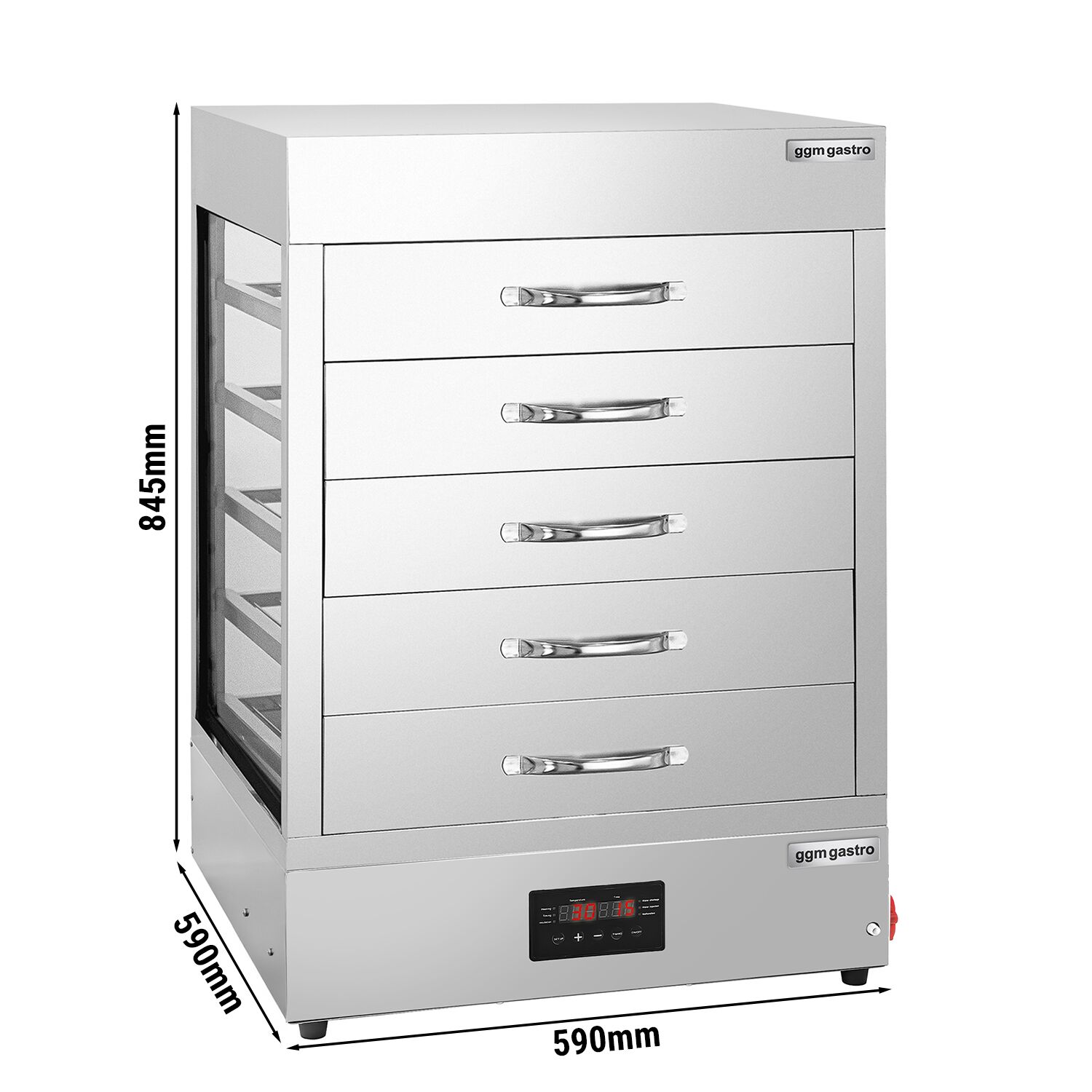 Cuiseur vapeur Dim Sum Professionnel - 2,5kW - Électronique - avec armoire vapeur 5 tiroirs