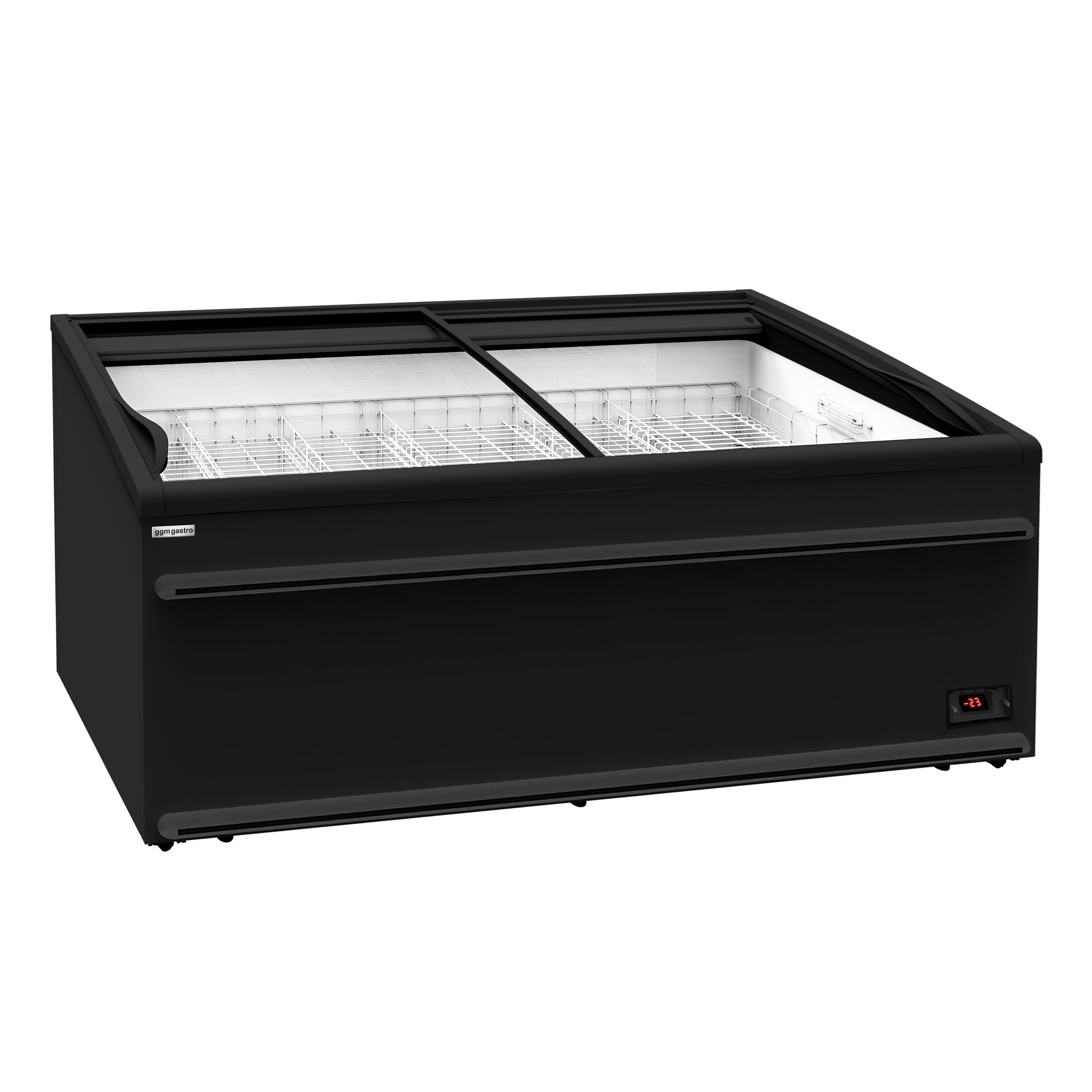 Îlot de congélation WTRU25 - 2106x858mm - 483 L - Couvercles coulissants en verre - Noir