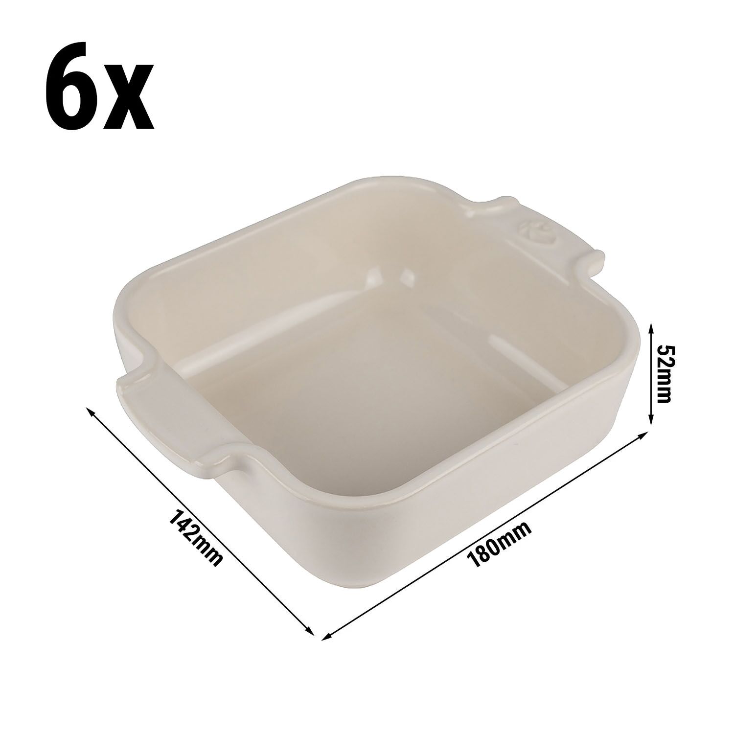 (4 Stück) PEUGEOT | APPOLIA - Keramik-Auflaufform - quadratisch - Ecru - 180mm