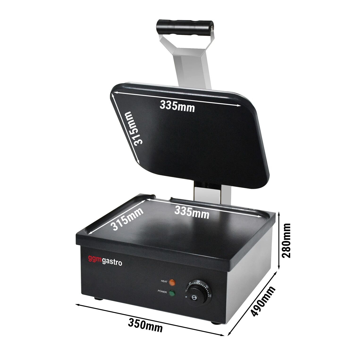 Commercial Contact Grill - Heavy Duty Panini Press - 2.2kW - plates: smooth top & bottom - grill area: 350x330mm
