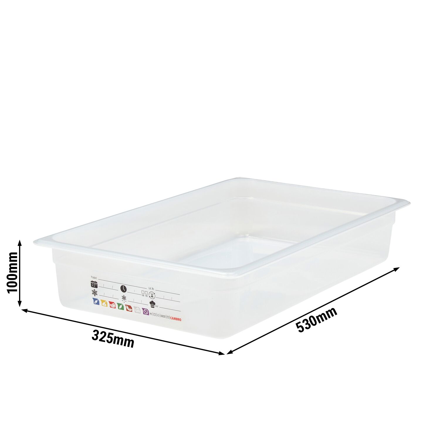 (6 pièces) CAMBRO | SafeTrak - Récipients en polypropylène GN 1/1 - laiteux - Hauteur : 100mm