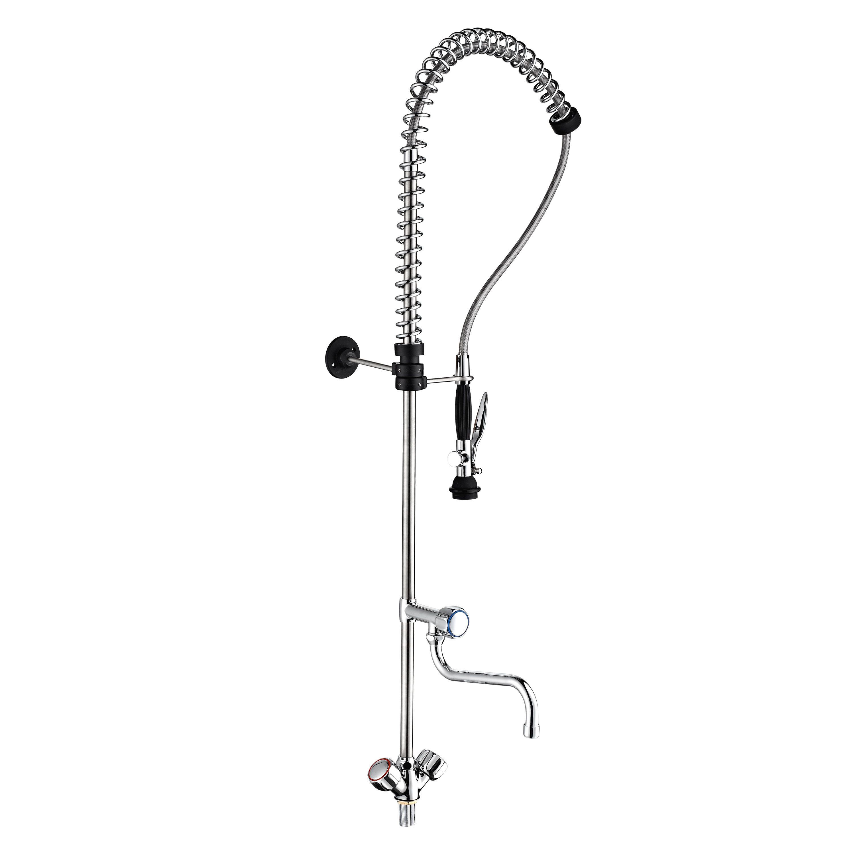Douchette de prélavage monotrou 6000 – avec robinet mélangeur, bec pivotant et 2 vannes de mélange