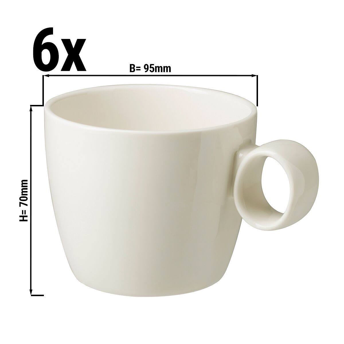 (6 Stück) LUX - Cappuccinotasse Maastricht - 23 cl - Elfenbein