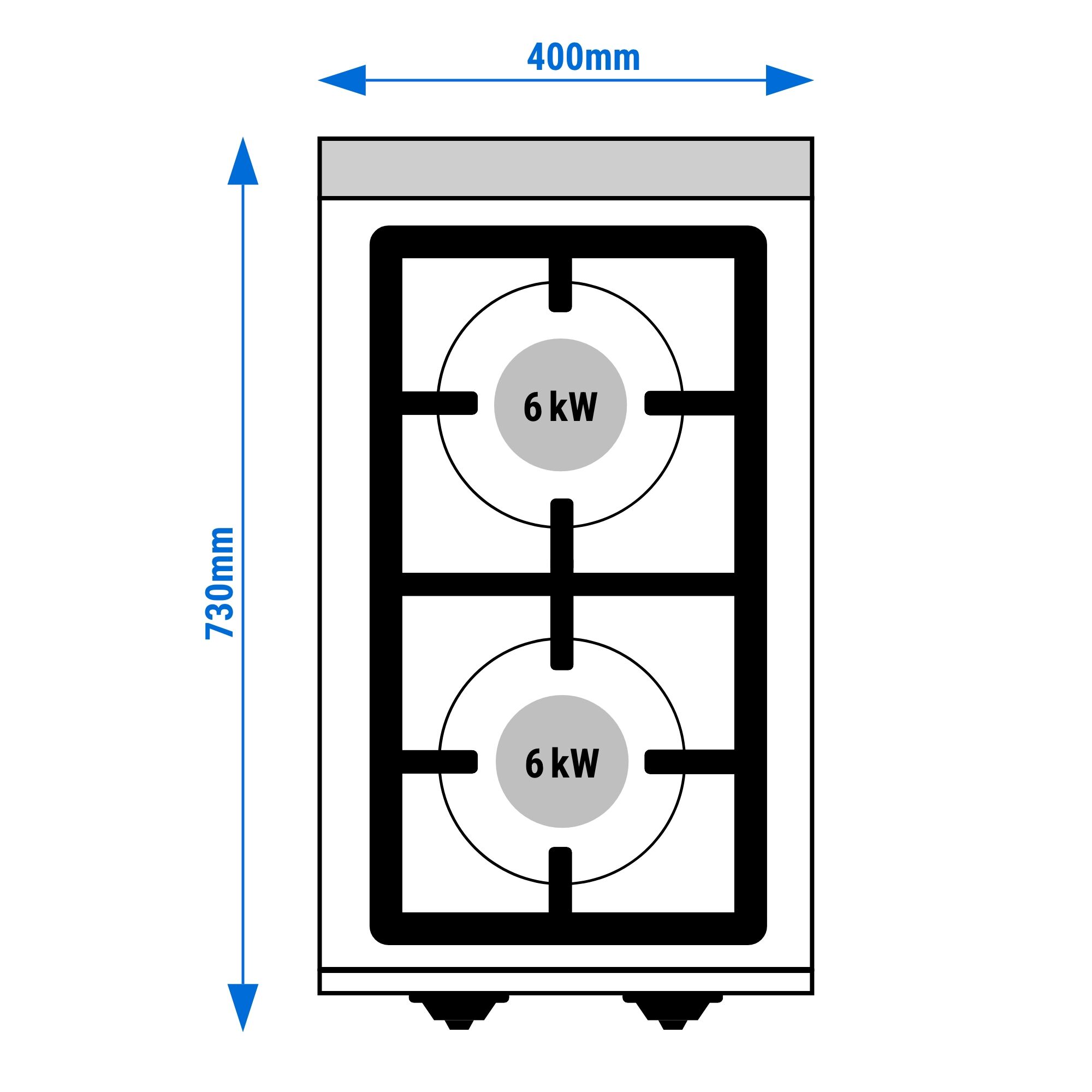 Fourneau à gaz – 12 kW – 2 brûleurs