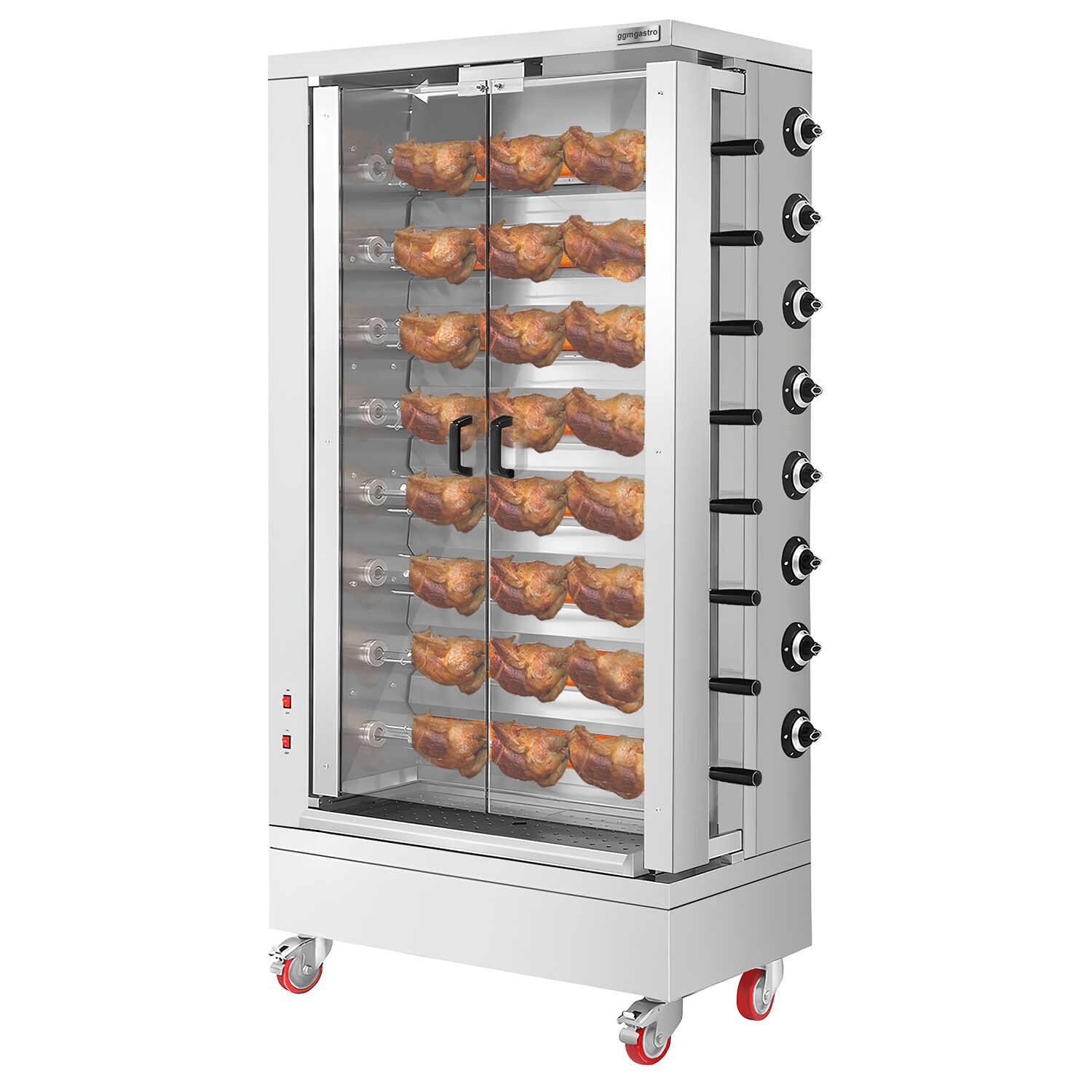 Gaz Rôtissoire à poulets Verticale - avec 8 broches pour jusqu’à 48 poulets - 51,73kW