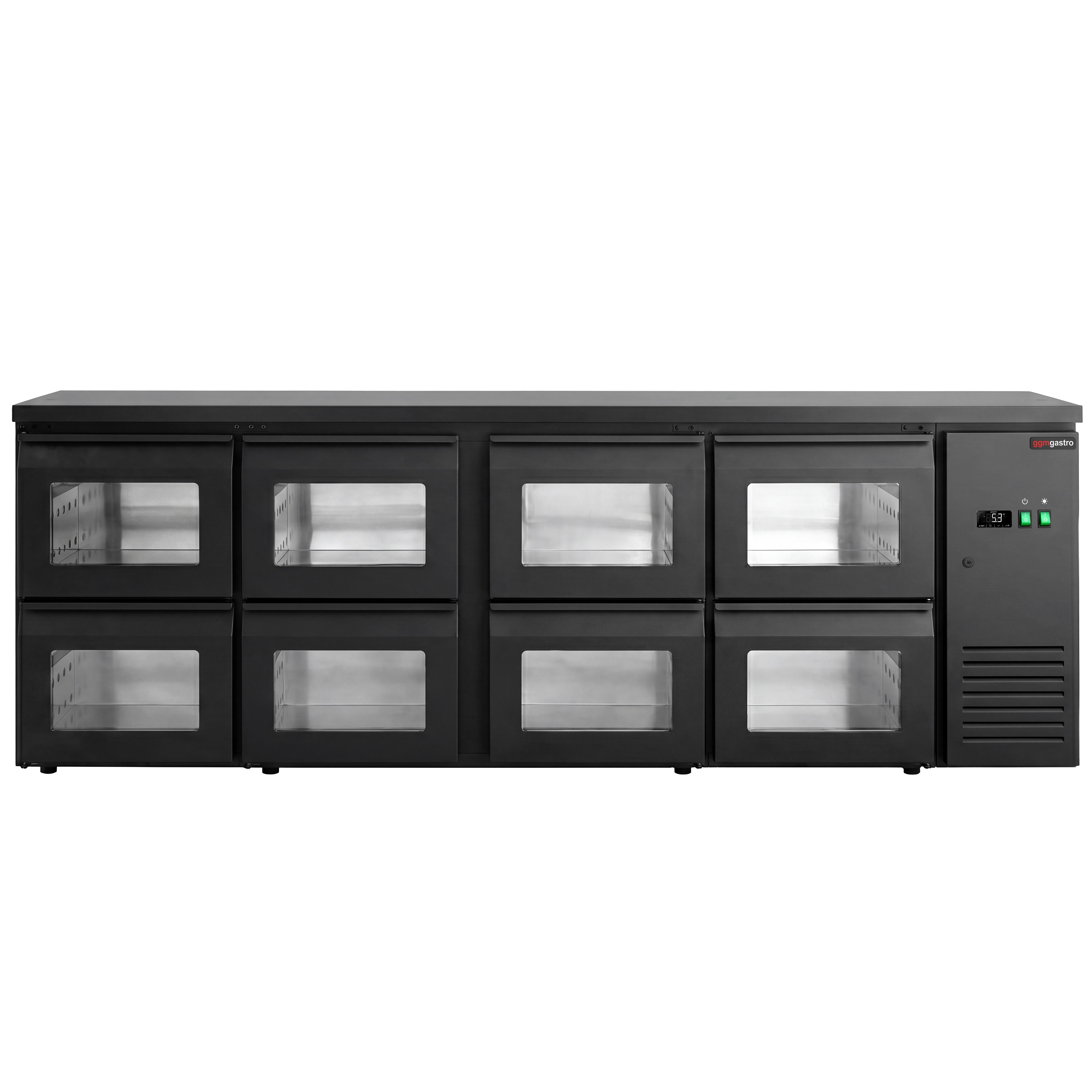 Commercial Back Bar Cooler ECO – 2540 mm – with 8 Glass Drawers – with RGB LED Lighting