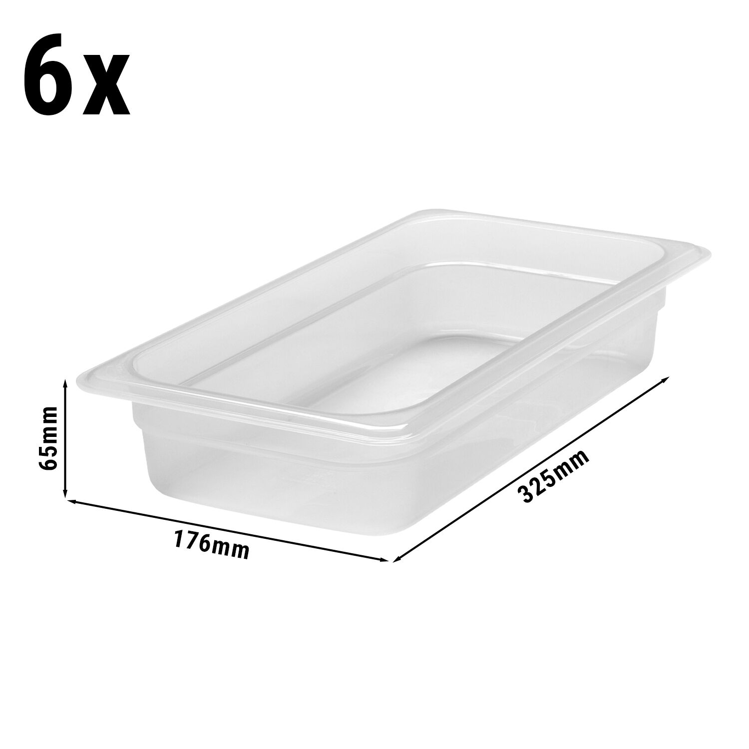 (6 pieces) CAMBRO | Gastronorm Container - 1/3 - Polypropylene - Translucent - 65 mm
