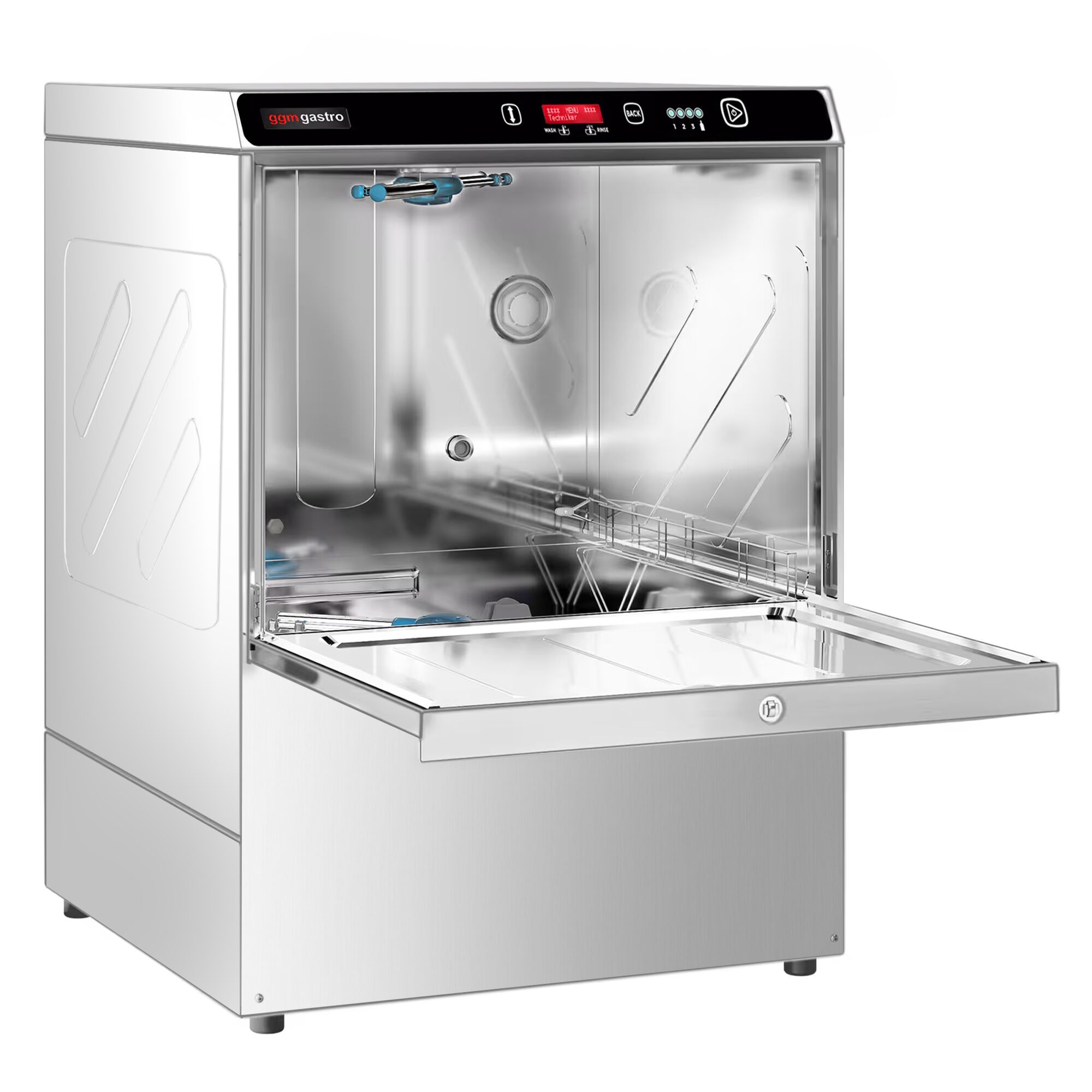 Lave-vaisselle professionnel - Panier 50x50cm - Commandes électroniques - 7,45kW - avec pompes doseuses détergent et liquide de rinçage