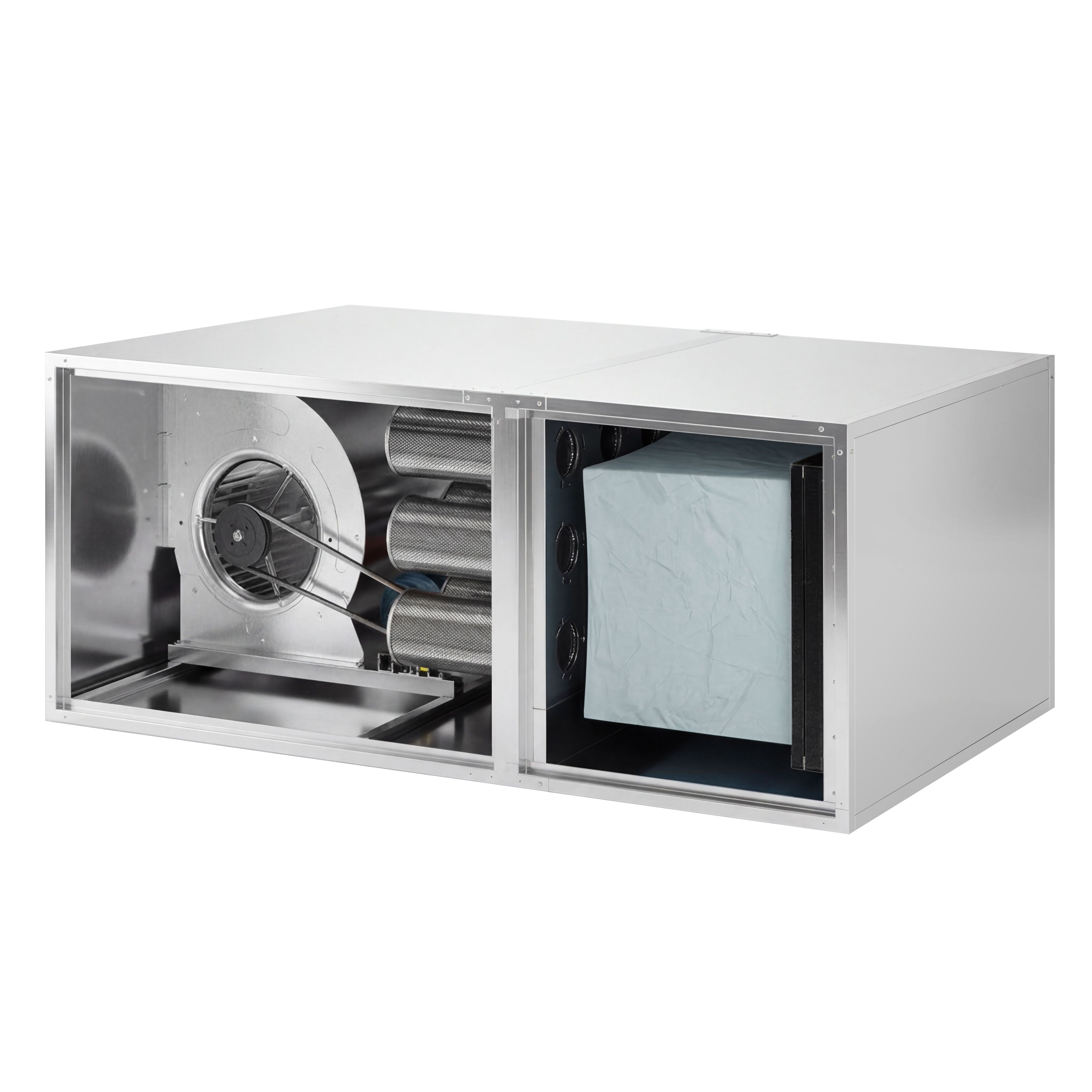 Système de purification d’air extrait avec moteur – 3 500 m³/h – taux de séparation 70 % – avec préfiltre, filtre à poches et filtre à charbon actif