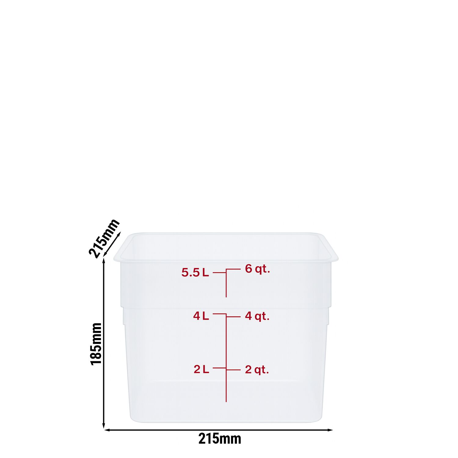 (6 pièces) CAMBRO | CAMSQUARES® – Récipient – 5,7 litres – transparent