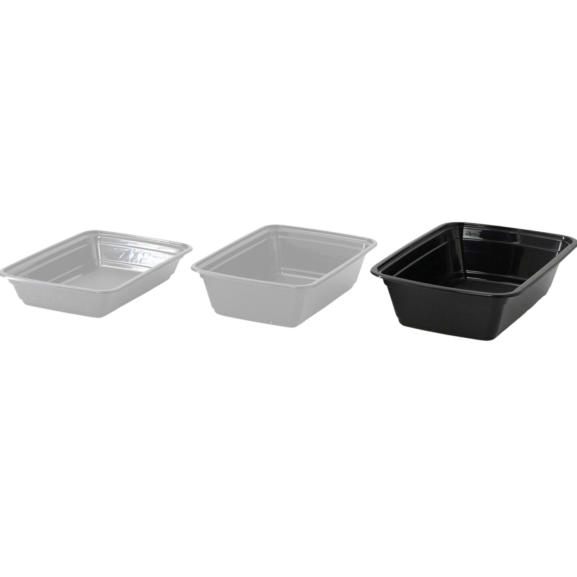 (300 pcs) Barquette réutilisable - 1000ml - Rectangulaire - Noir
