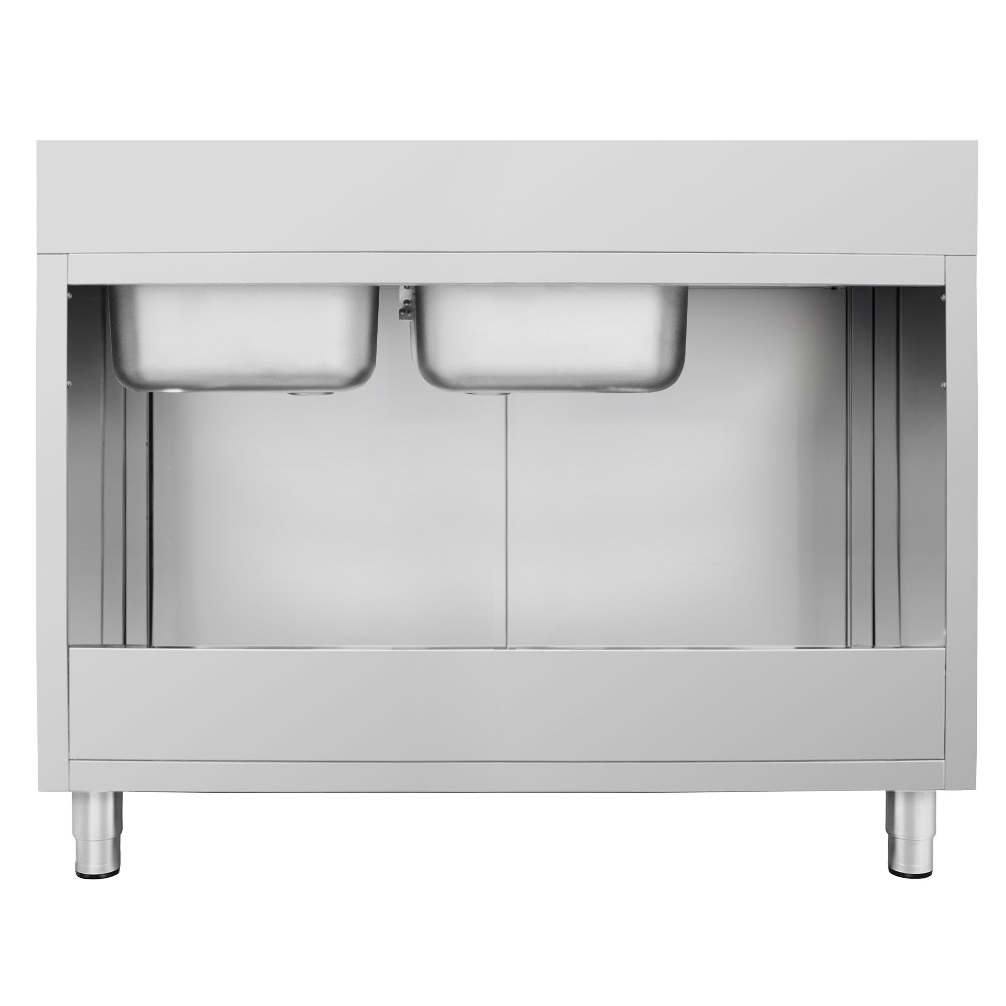 Diskbänk med underskåp ECO - i rostfritt stål - 1400x700 mm - 2 hoar - höger