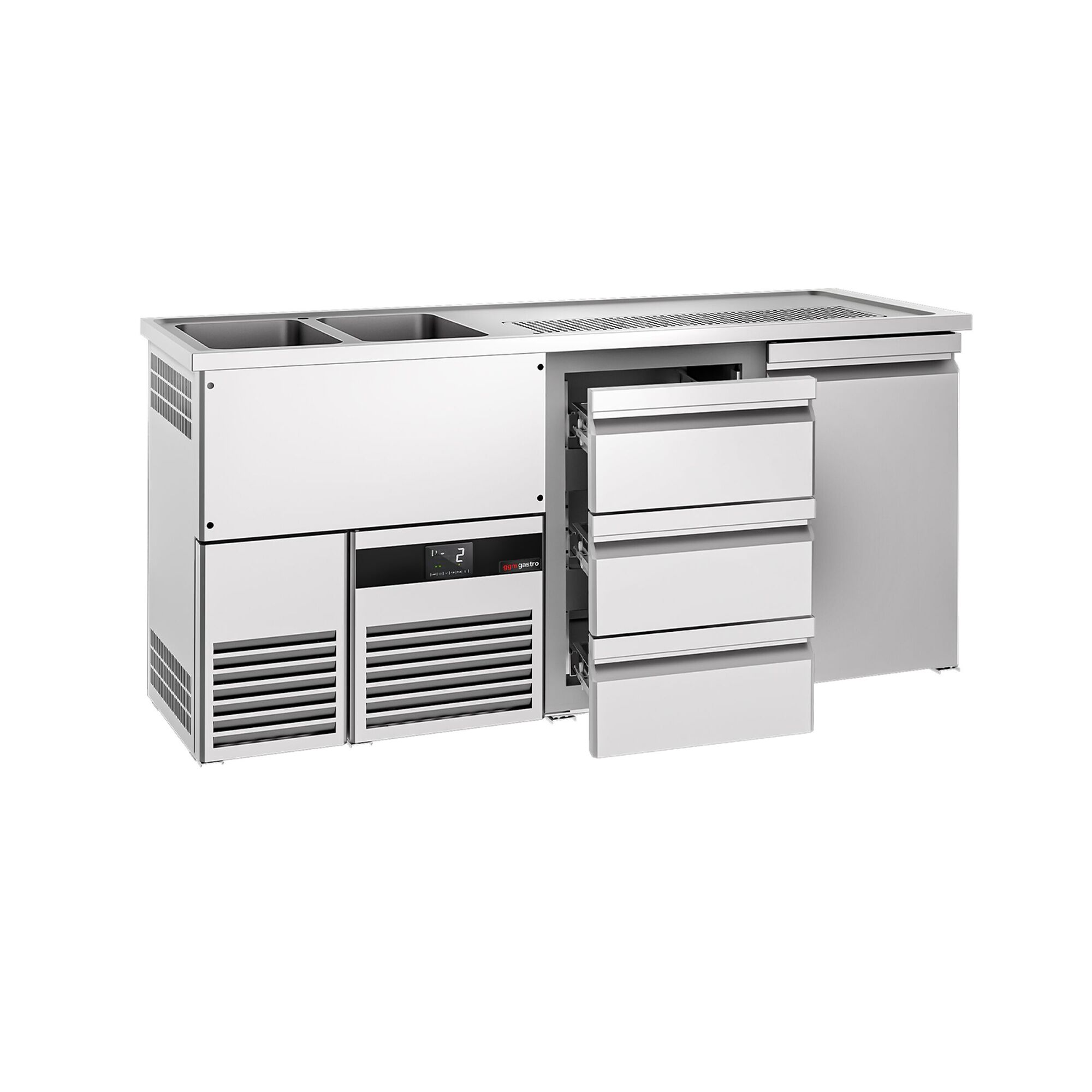 Comptoir de bar réfrigéré PREMIUM - 1950x700mm - 1 porte & 3 tiroirs
