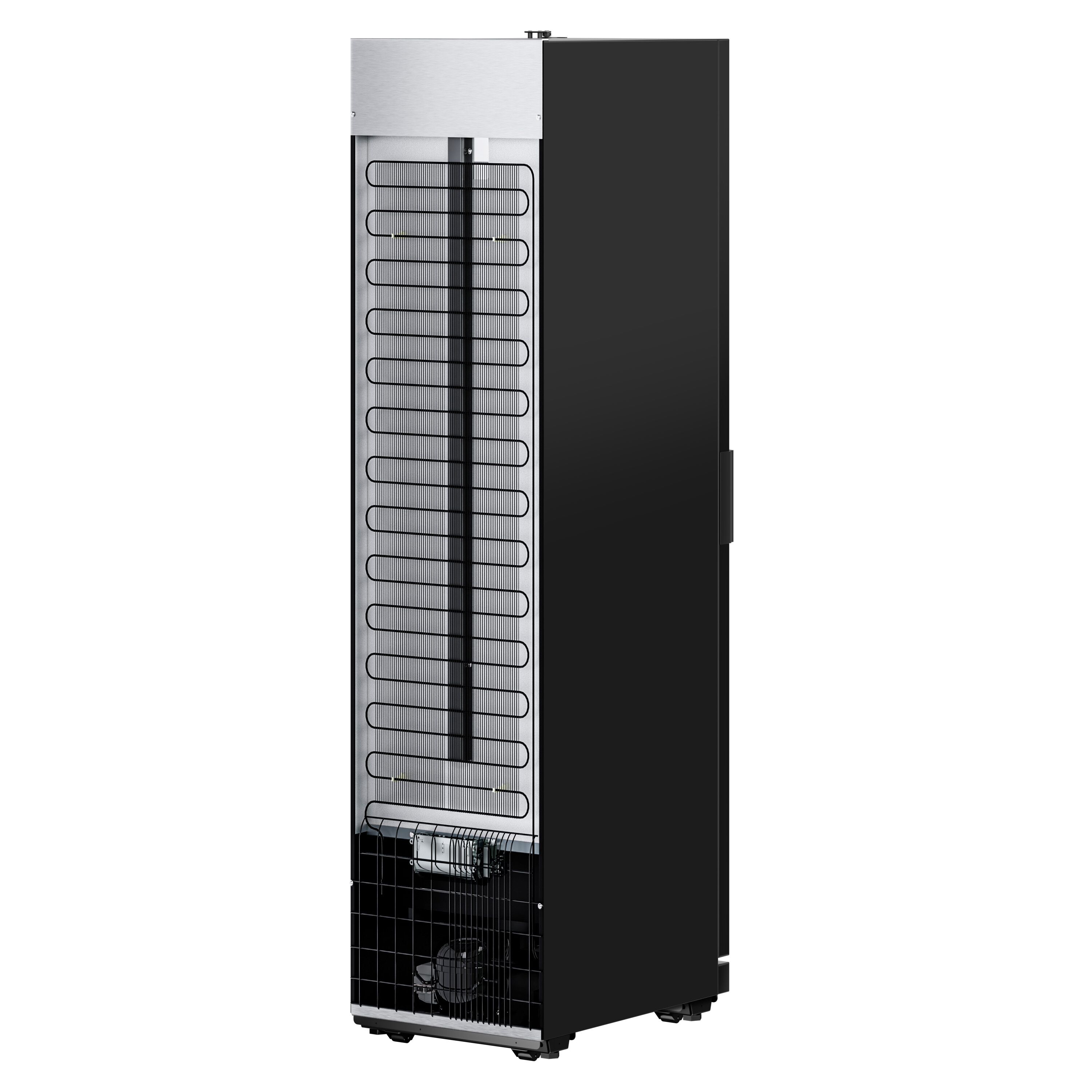 Commercial Beverage Display Fridge - 500mm - 295 Litres - with 1 hinged glass door - LED lighting - Black - Temperature range 0 to 7 °C