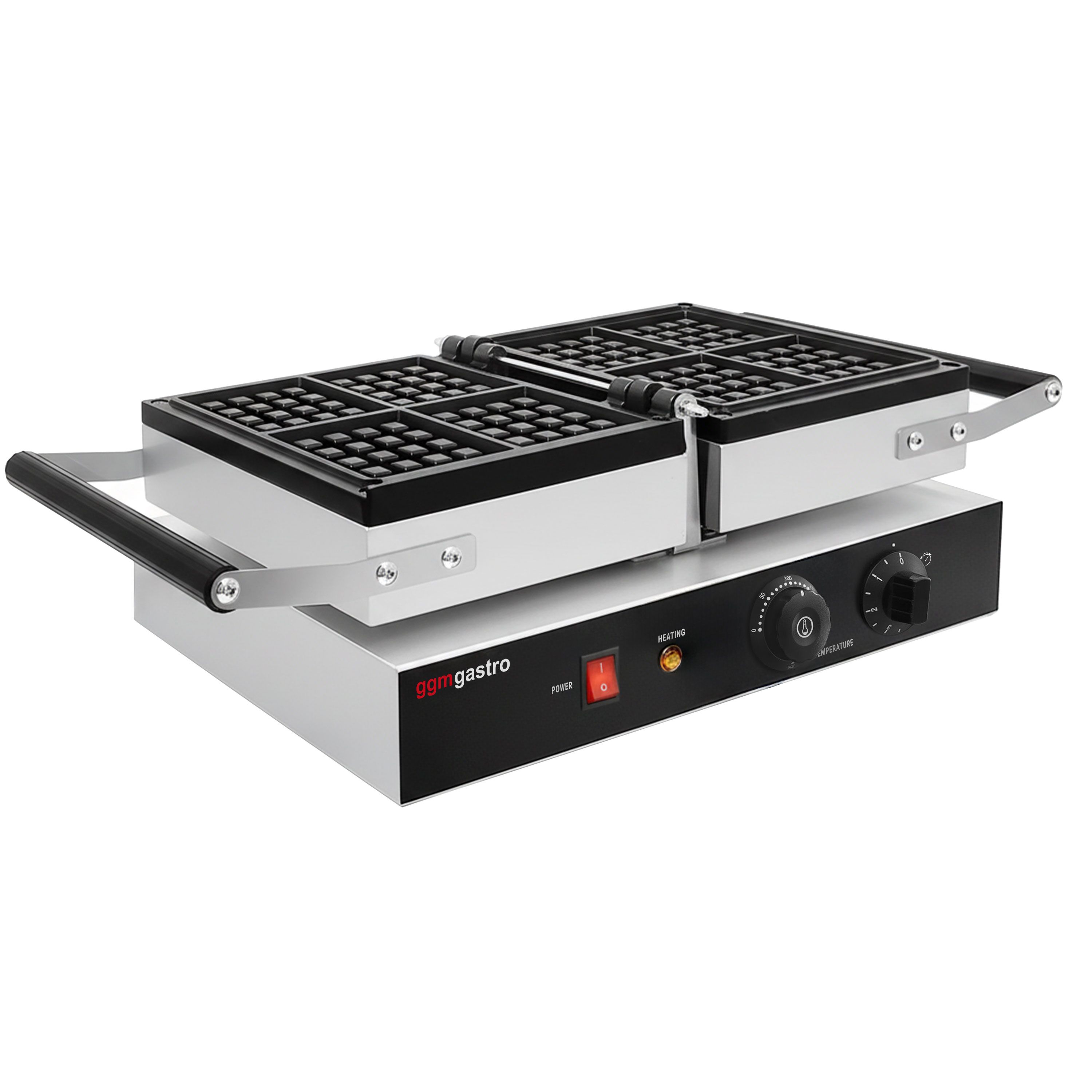 Gaufrier – simple – manuel – 1,6 kW – Forme : 4 gaufres de Bruxelles – avec surface de cuisson rotative à 180°