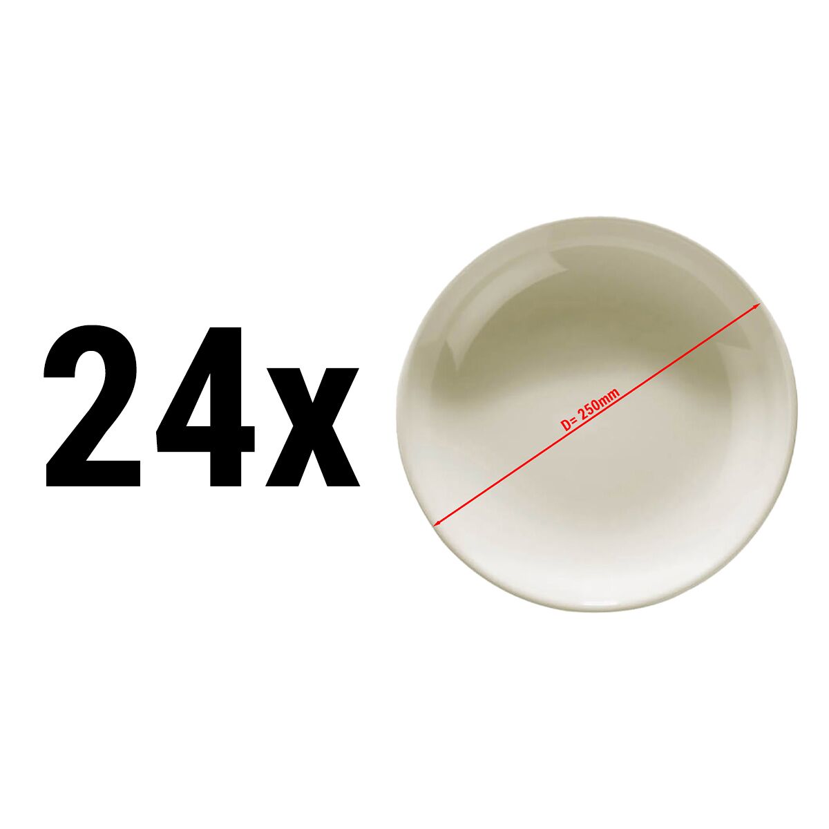 (24 stuks) TEOS - diep bord - rond - porselein - Ø250mm - crème