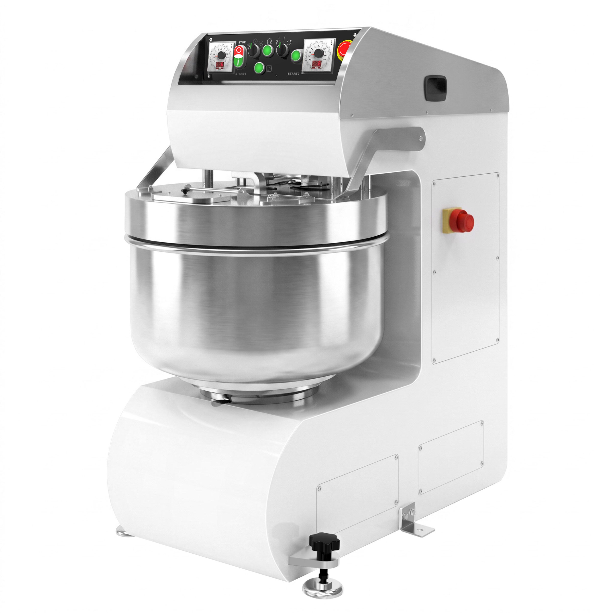 Spiraalkneder PREMIUM PLUS - 70l / 40kg - 2 snelheden - met vaste kom - 2 motoren - timerfunctie - 400V - speciaal voor brooddeeg