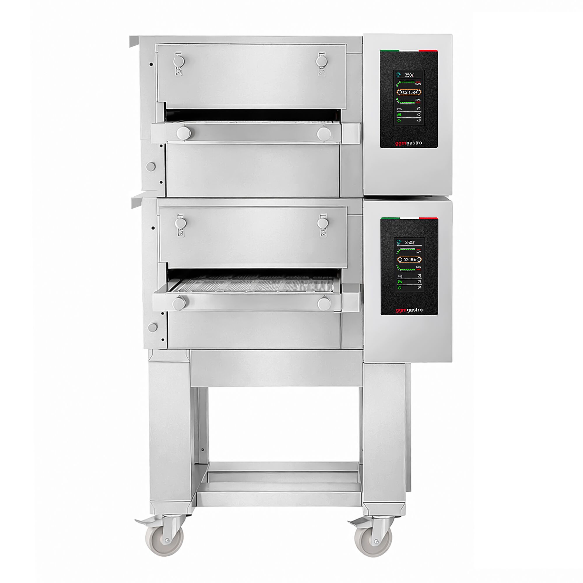 (2 pièces) Four à convoyeur à gaz - 1030 x 1300 mm - écran tactile - Largeur de bande : 400 mm - avec support inclus