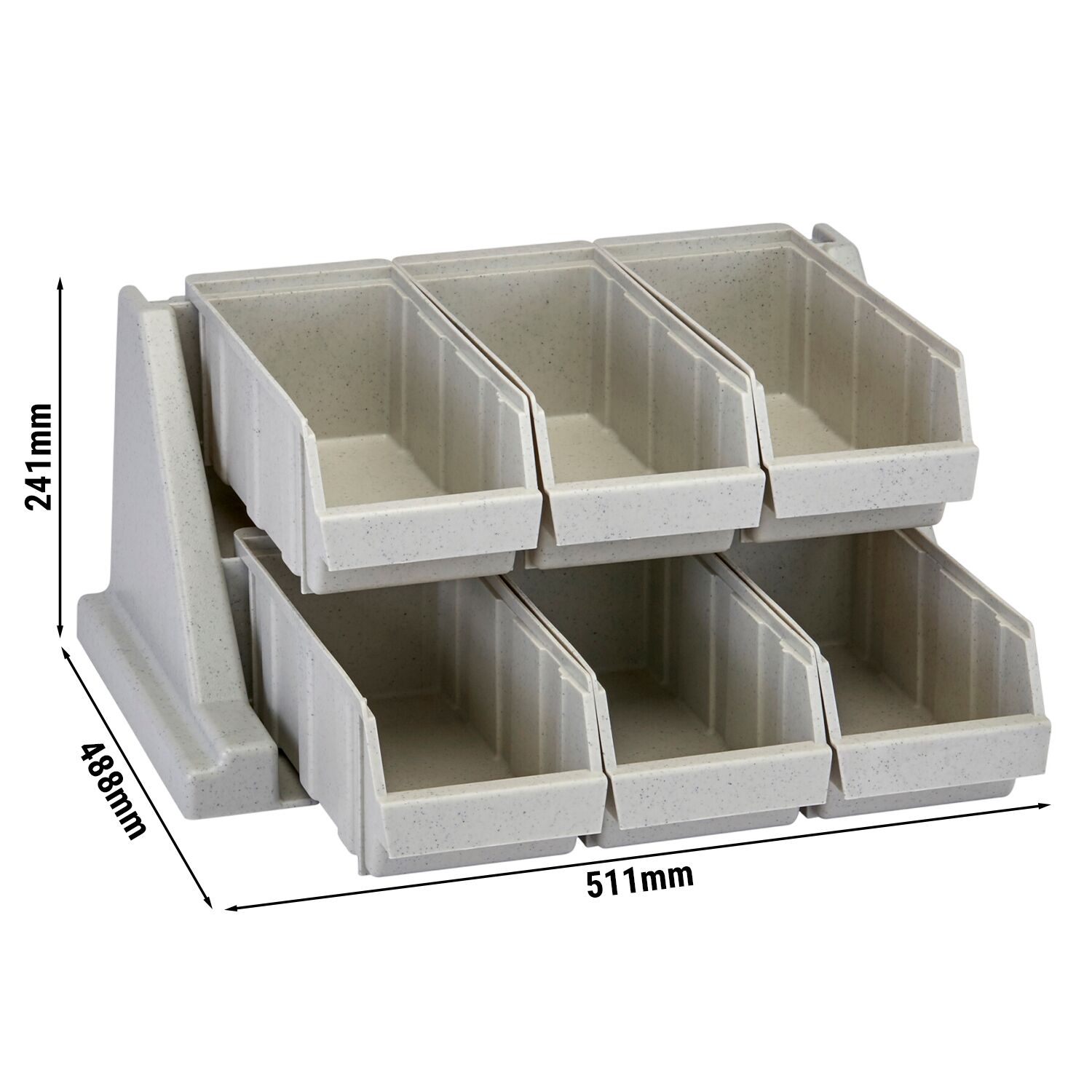 CAMBRO | Versa Organizer – Petite étagère avec 6 récipients – 511×488 mm – gris moucheté