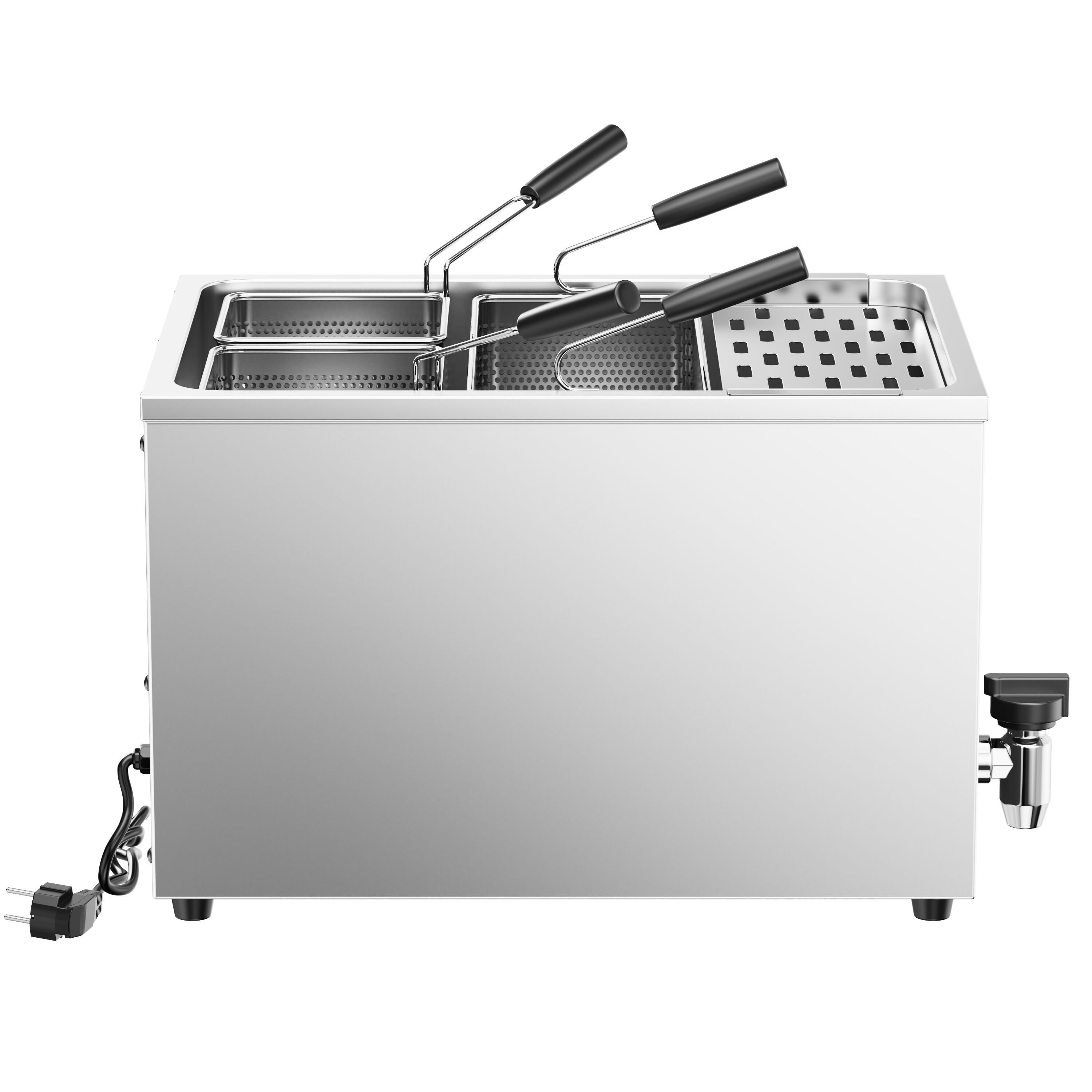 Cuiseur à pâtes électrique – 25 L – 3,25 kW – avec robinet de vidange – incl. 3 paniers