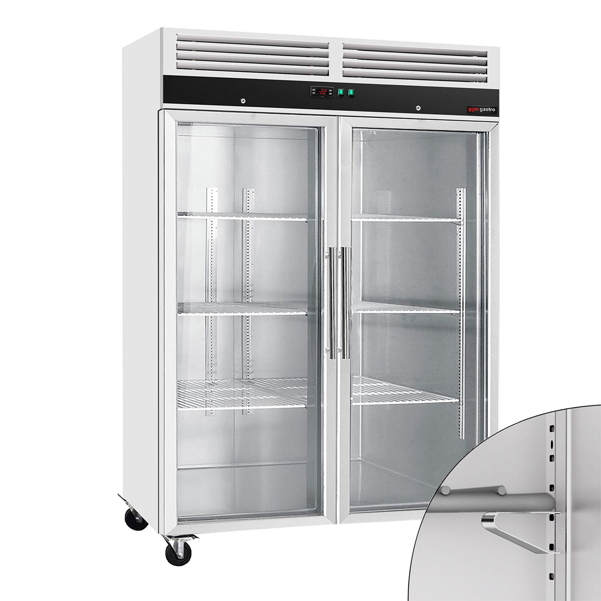 Armoire réfrigérée négative en acier inoxydable inox ECO – 1200 litres – avec 2 portes vitrées