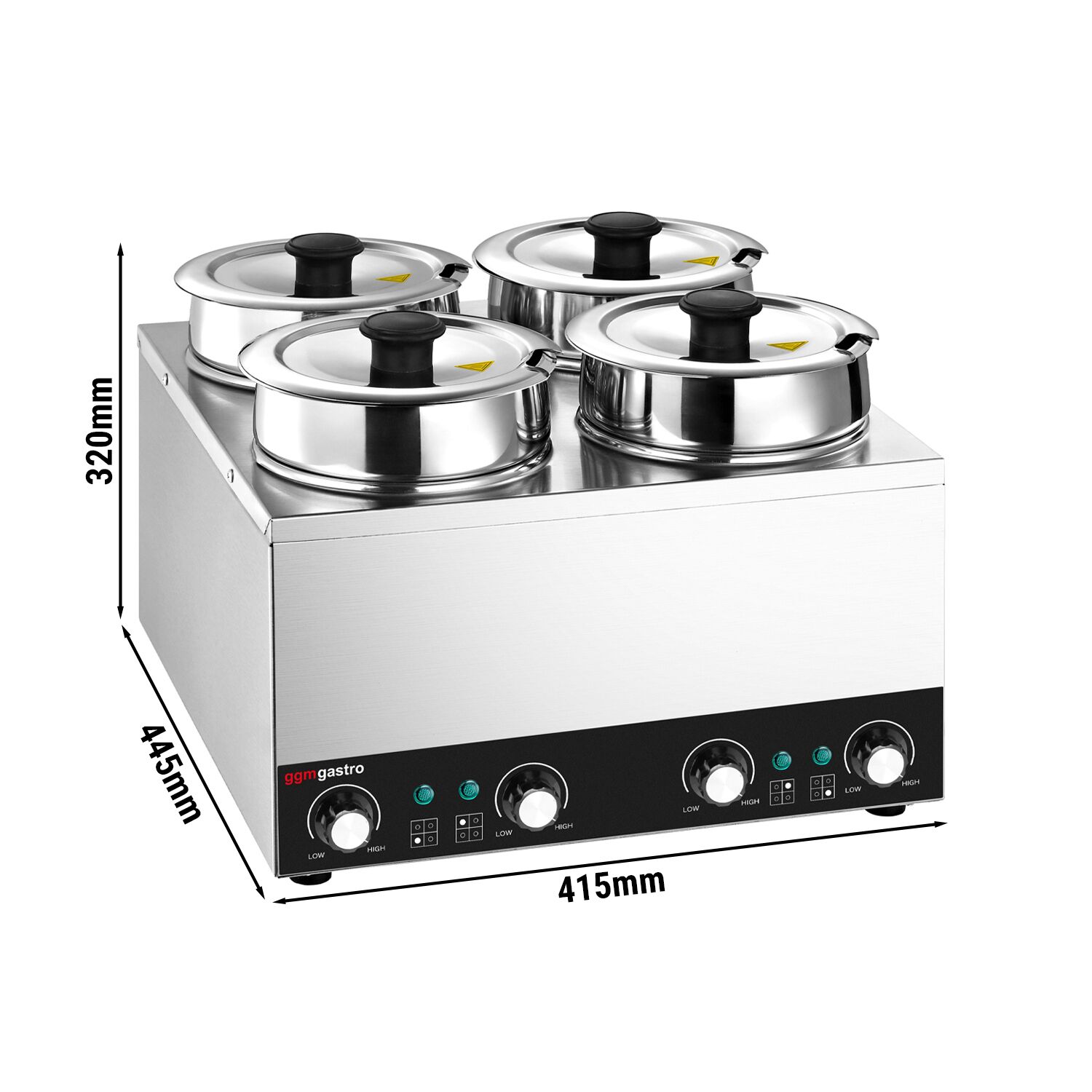 Bain-marie - hotpot - 14 litres - 600 watts - 4 cuves de 3,5 litres chacune