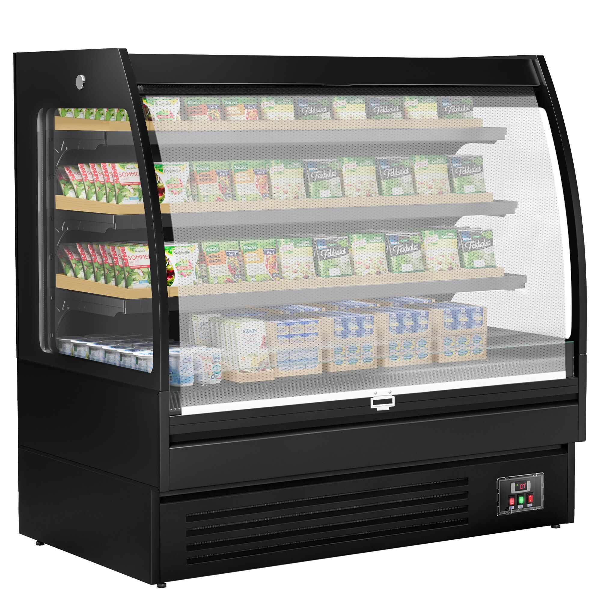 Vitrine murale réfrigérée - Libre-service - 1500mm - 480L - avec 3 étagères - arrière fermé - Noir