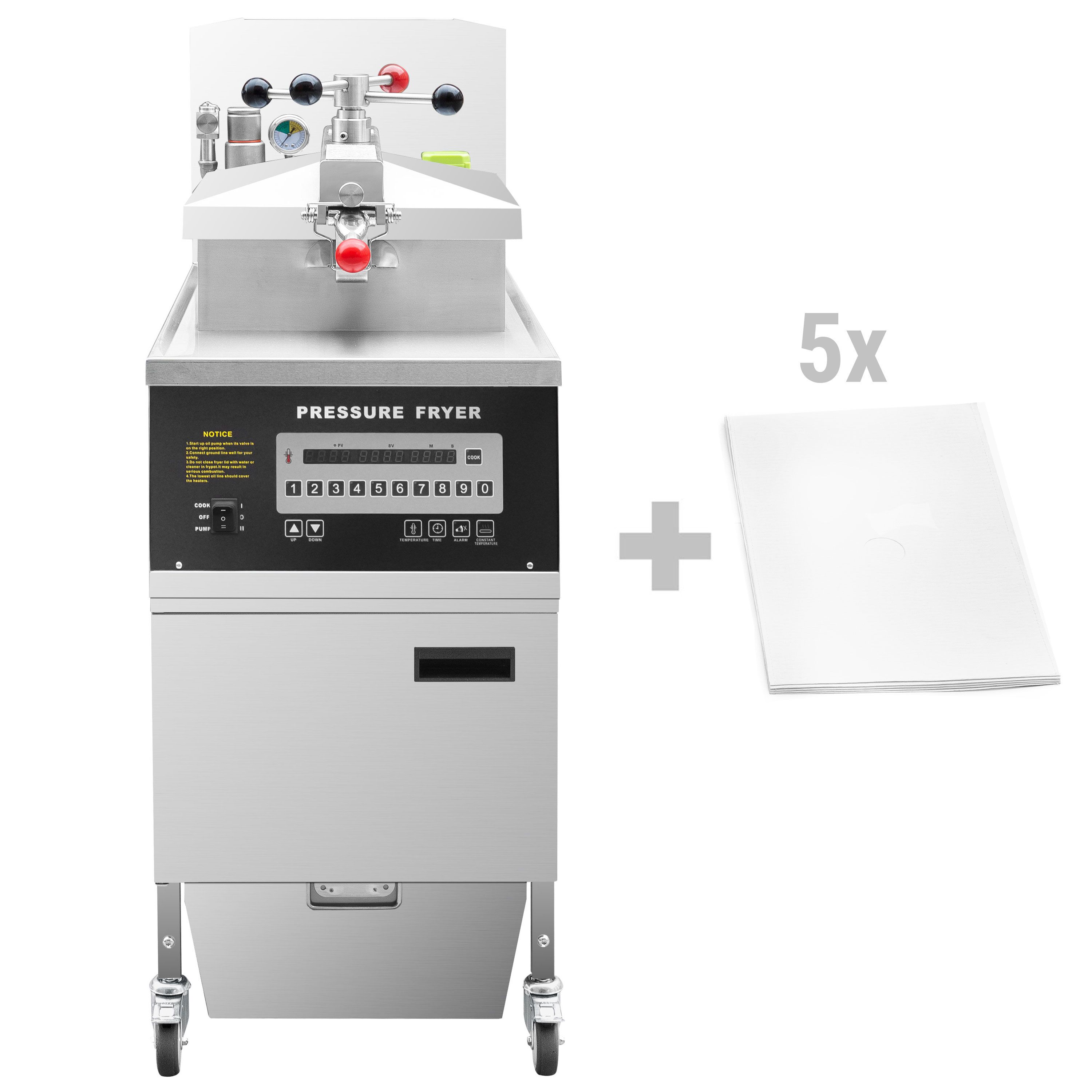 Friteuse à pression électrique professionnelle - 24L - 13,5kW - Commande électronique - avec système de filtration d’huile intégré