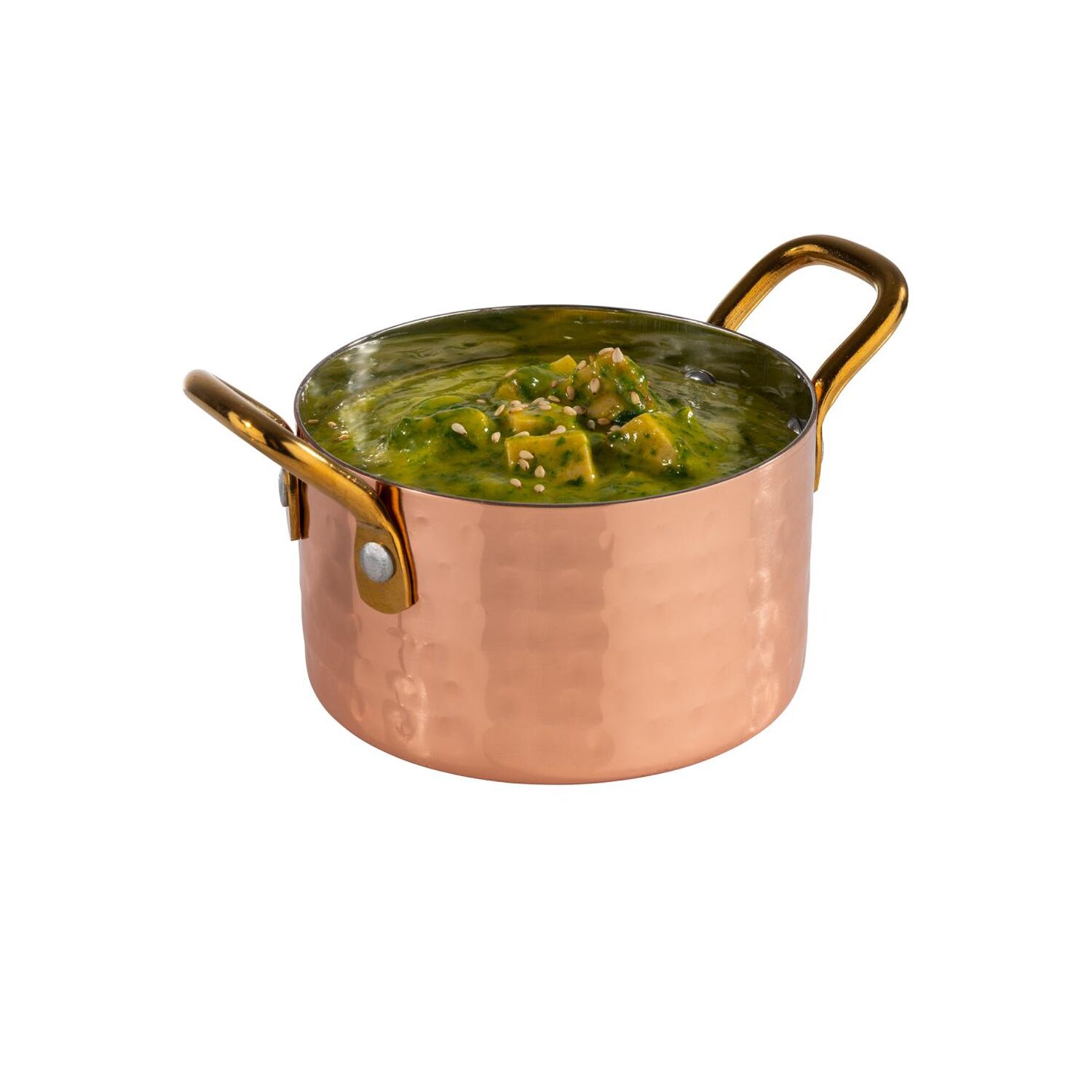 (6 pcs) Mini poêlon MUMBAI - Acier inoxydable - 0,3L - Ø90mm - Hauteur:55mm - Cuivre