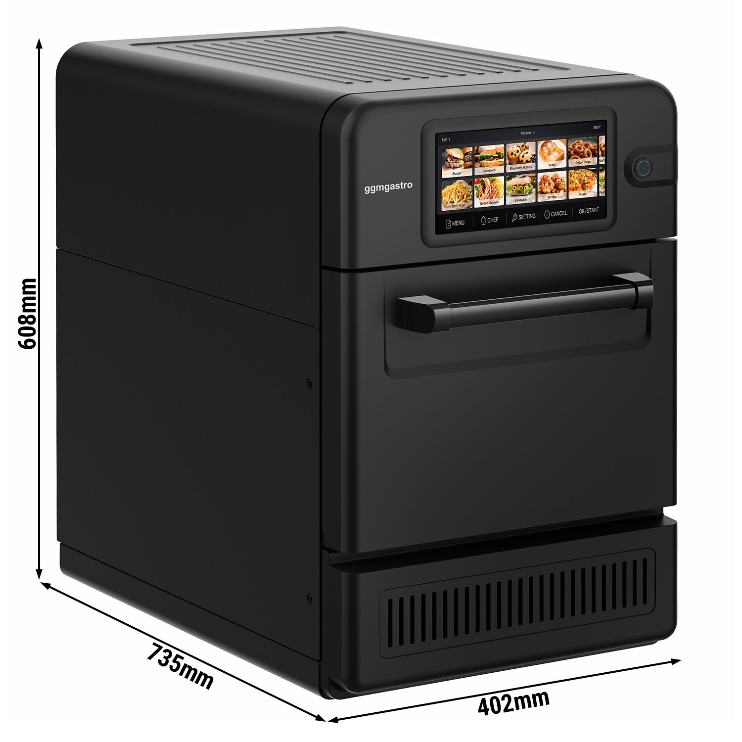 Four rapide - 3 kW - avec fonction gril & micro-ondes - 18,7 litres - Noir