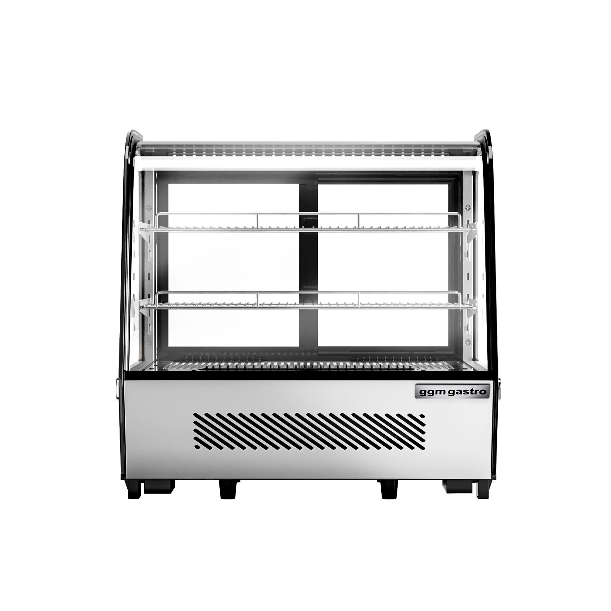 Vitrine réfrigérée de table - 120L - 696mm - Double vitrage - avec 2 étagères en verre - portes coulissantes vitrées arrière