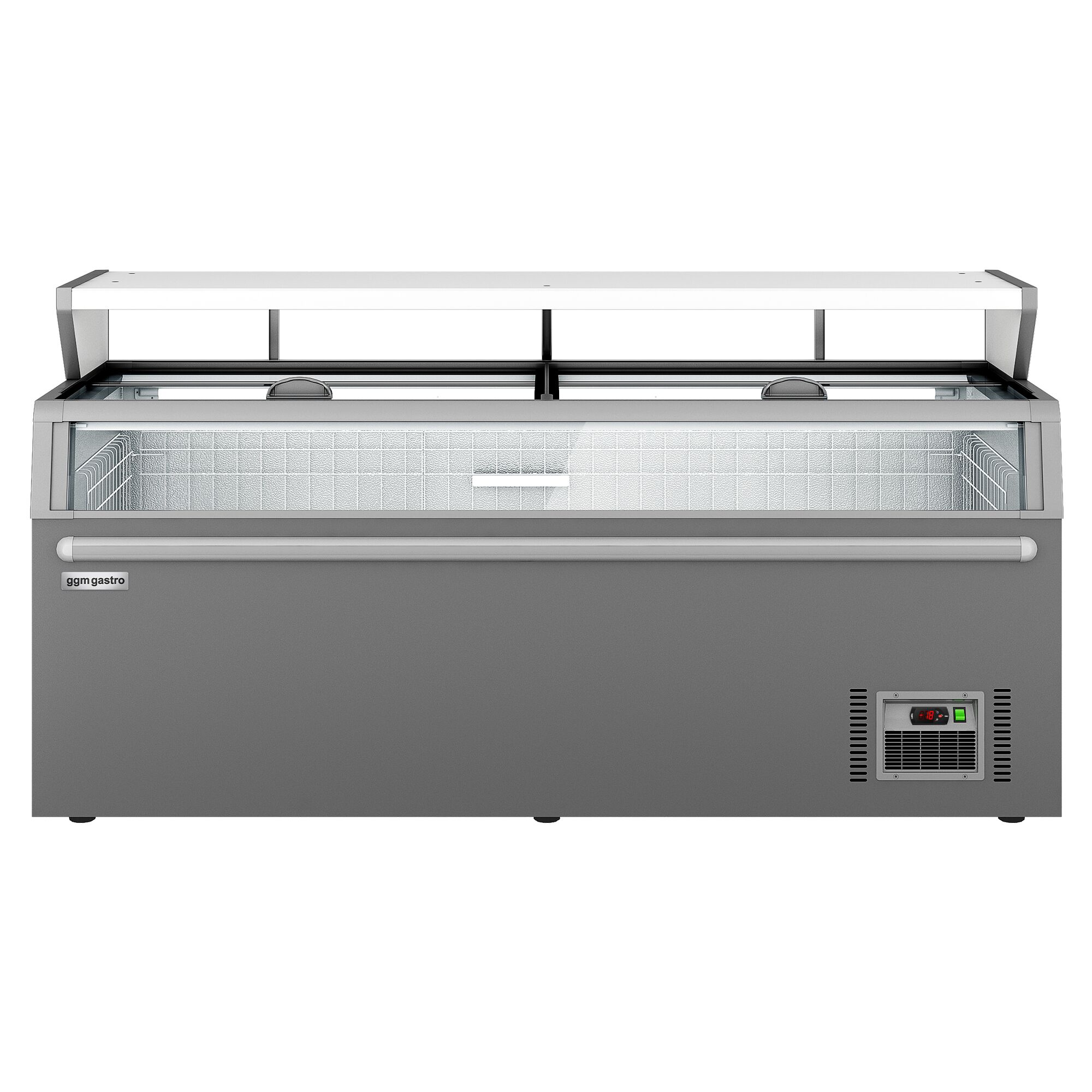 Îlot de congélation pour supermarché - 2104x850mm - 646 L - Couvercles coulissants en verre - Gris