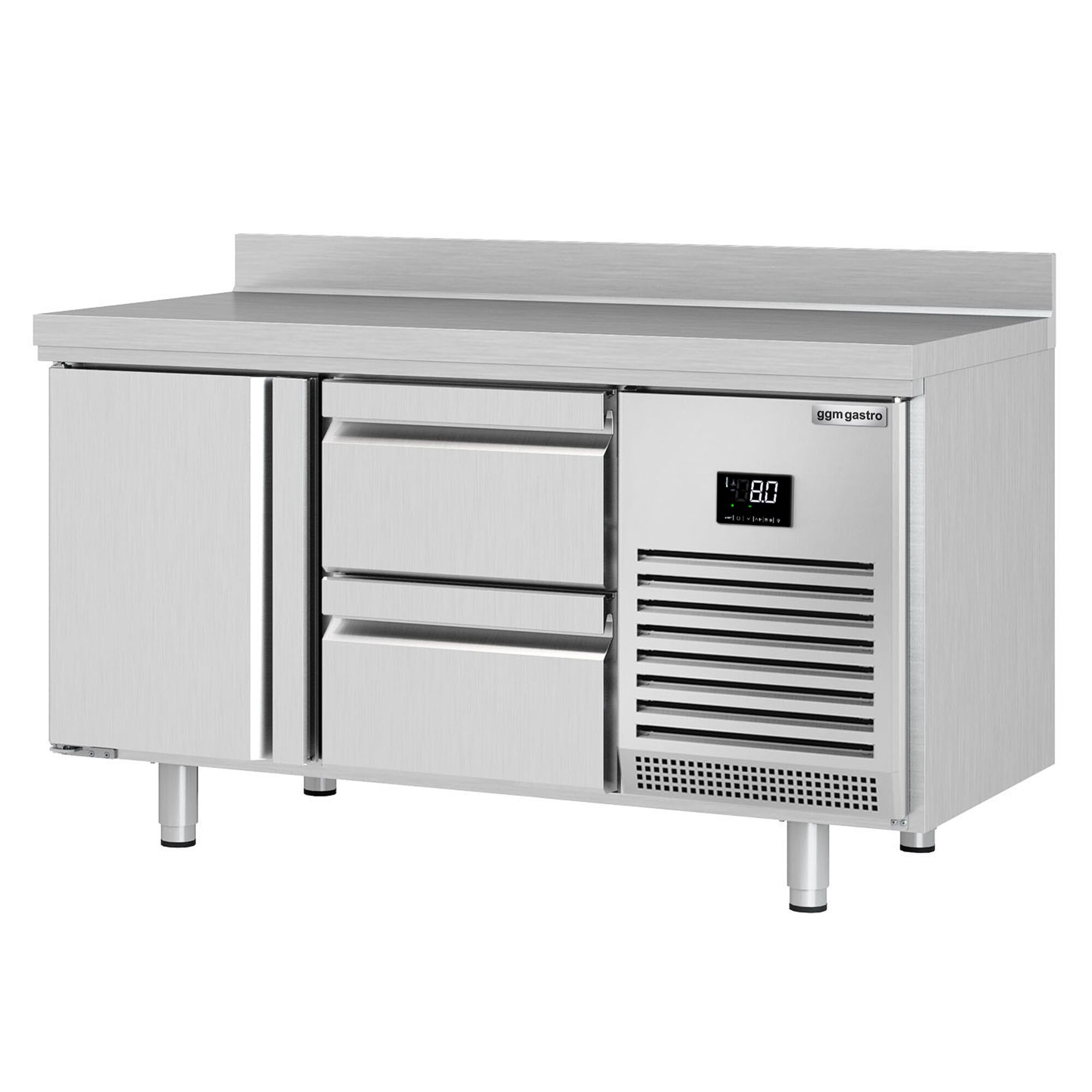 Table réfrigérée Premium PLUS - 1468 x 700 mm - avec 1 porte - 2 tiroirs - avec dosseret