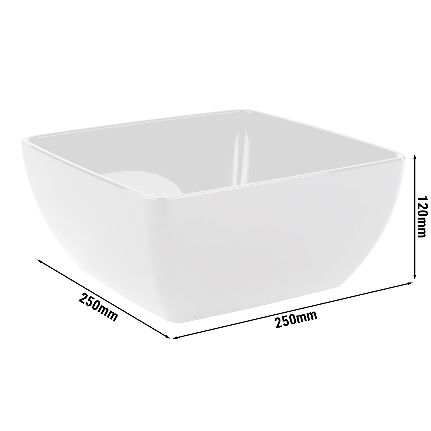 (6 pcs) Coupe - FRIENDLY - PET - 3,8L - carré - lot de 6 - 250x250mm - Profondeur : 120mm - Blanc