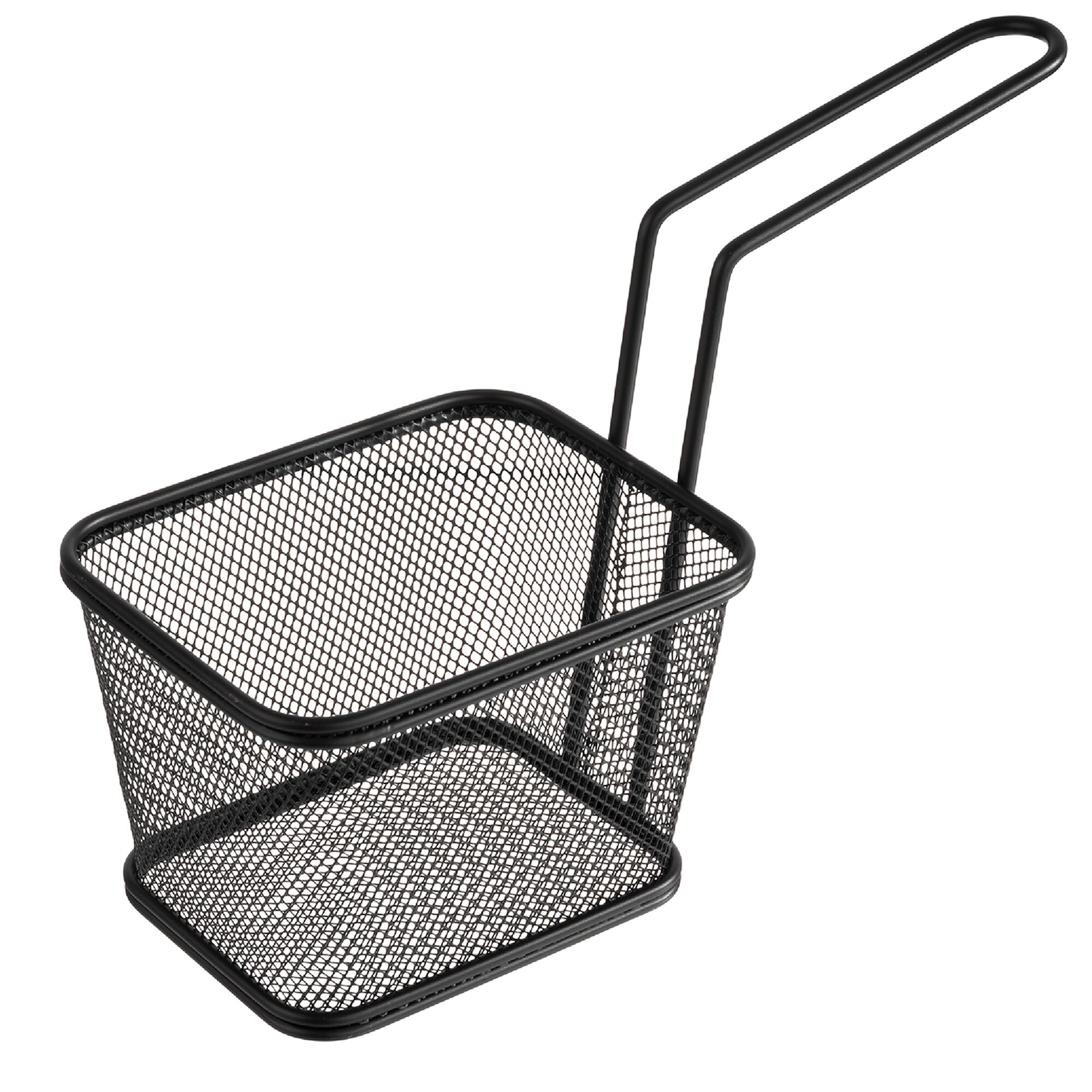 (6 szt.) Koszyk do frytek SNACKHOLDER - ze stali nierdzewnej - prostokątny - 130x105mm - Czarny
