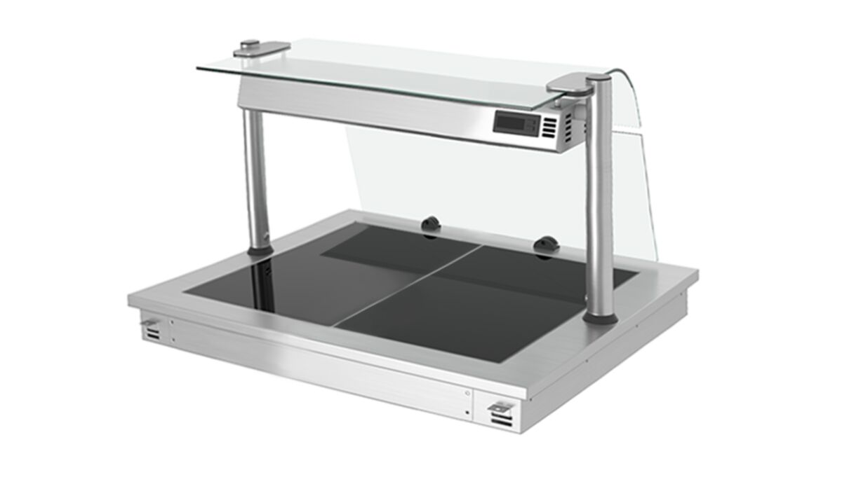 Plaque chauffante encastrable - 800 mm - 2x GN 1/1 - 900 watts - avec protection hygiénique en verre