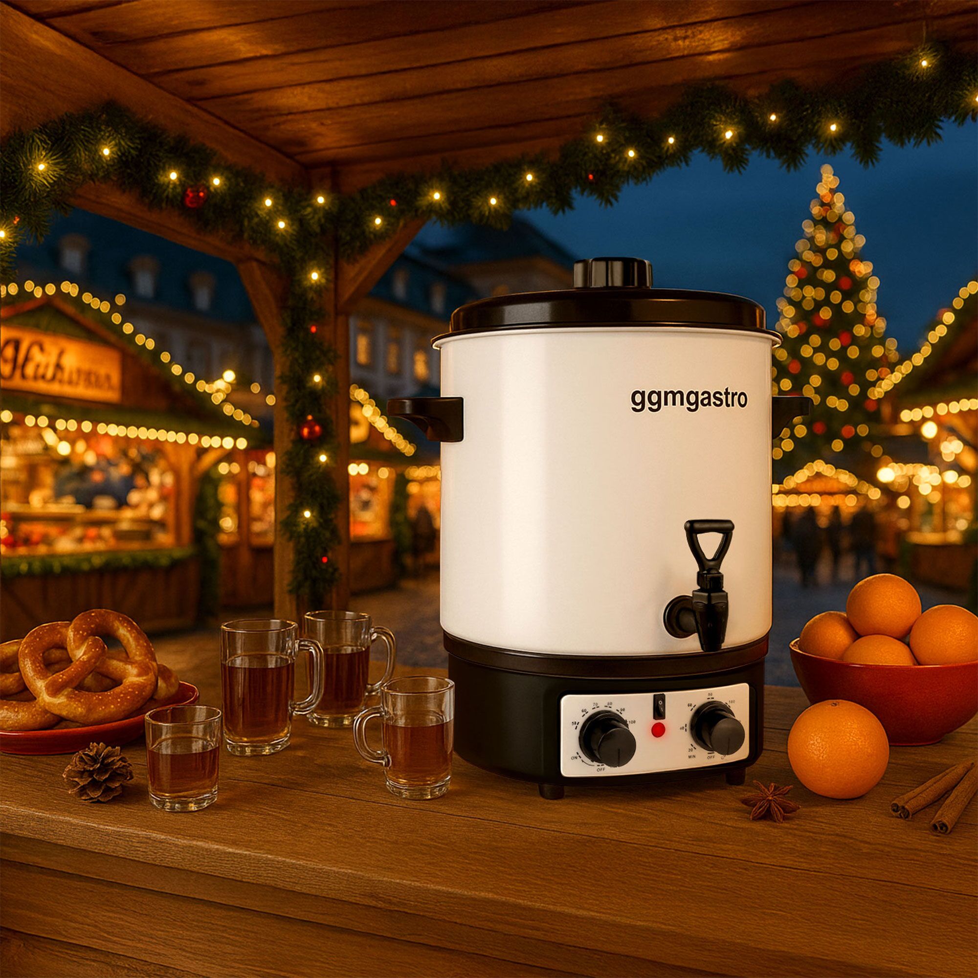 Distributeur de boissons chaudes professionnel - 27L - 1,8kW - Réglage de température en continu 30–110°C - Blanc - avec robinet de vidange et Minuteur numérique