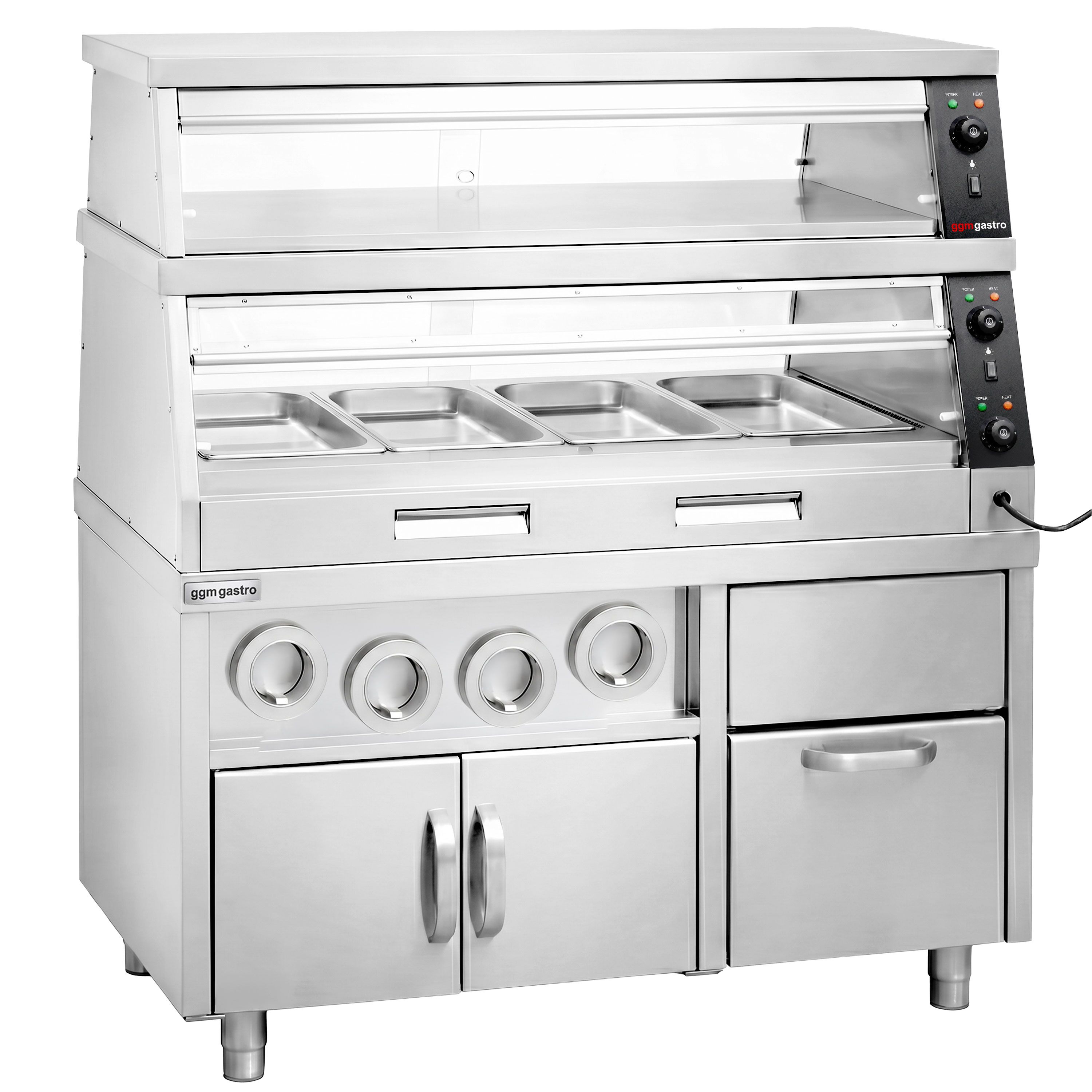 Commercial Heated Display Cabinet – 1500 mm – for 4 × GN 1/1 – Individually Adjustable – 3.5 kW