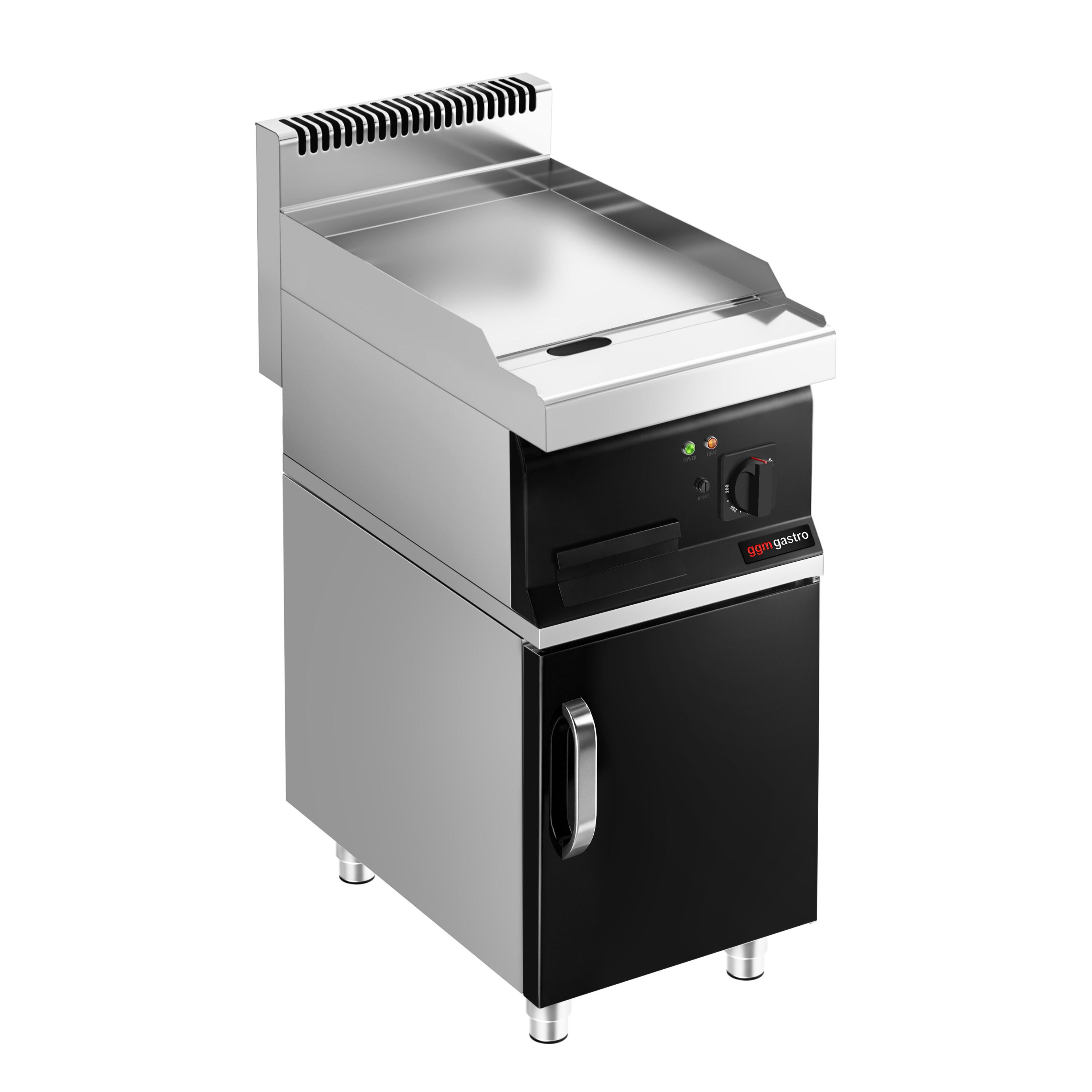 Plancha électrique - plaque acier - 8,0 kW - Lisse - Surface de cuisson : 395x535mm - incl. soubassement avec 1 porte