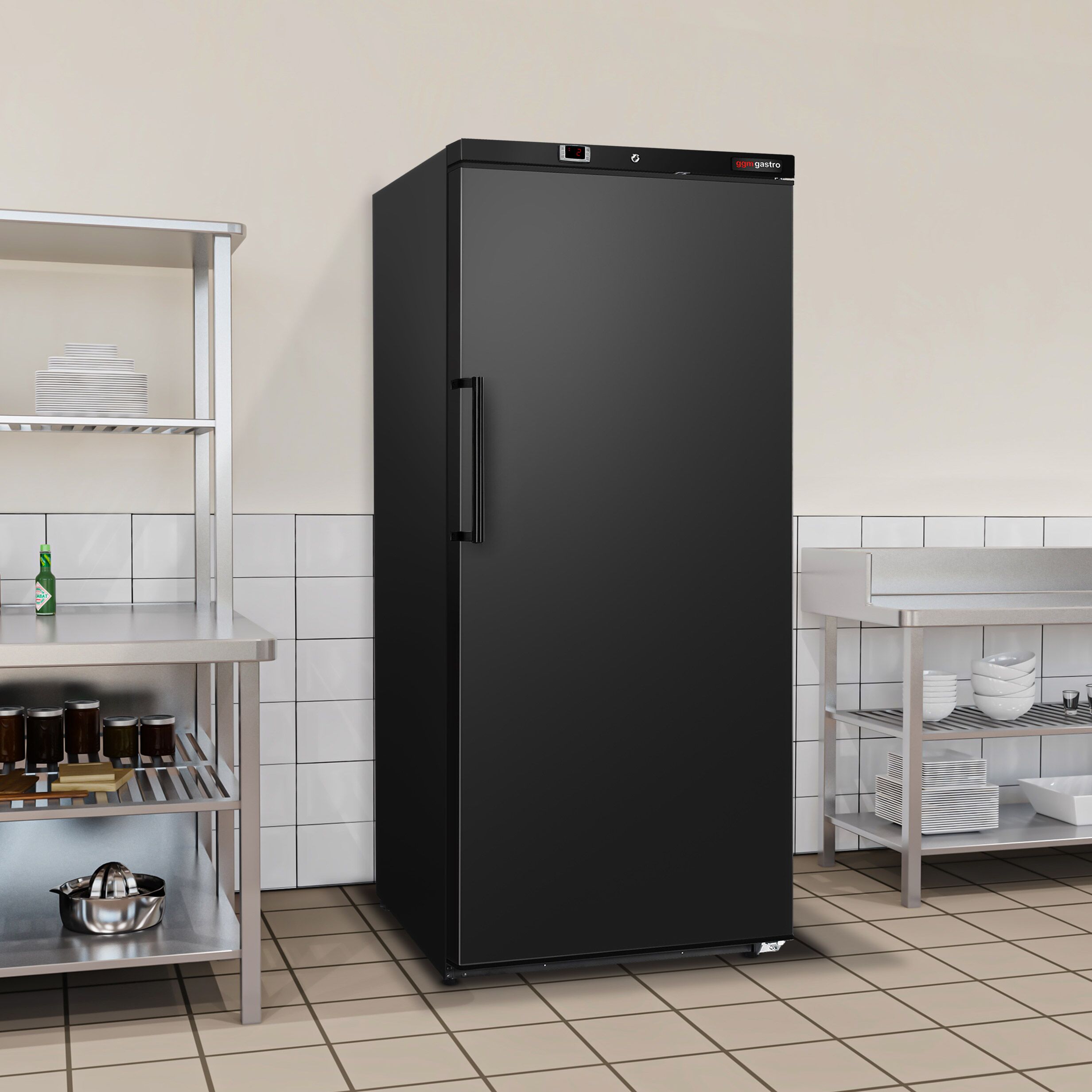 Réfrigérateur de stockage ECO – 600 litres – avec 1 porte – intérieur de la porte en plastique – Noir