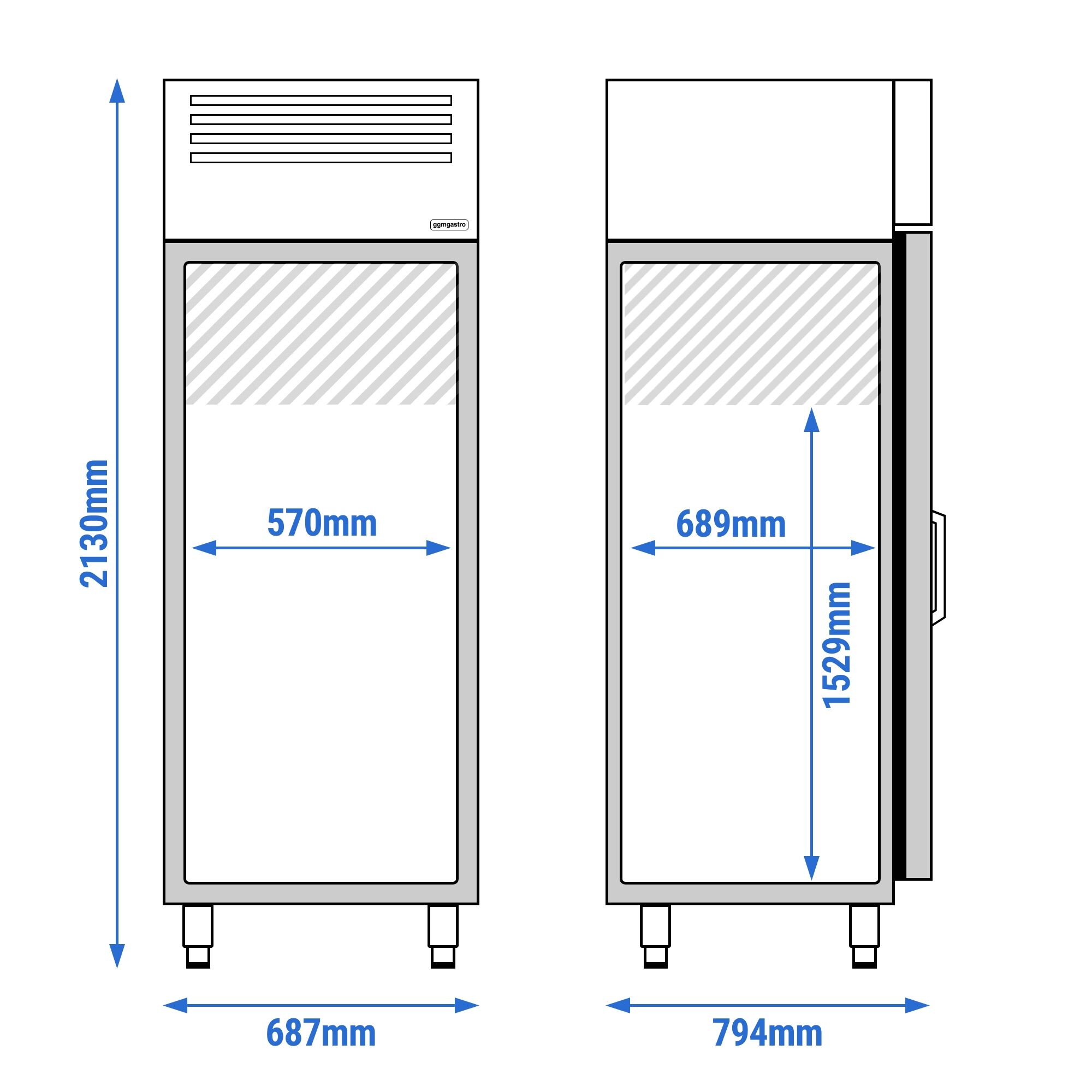 Armoire réfrigérée négative en acier inoxydable PREMIUM PLUS – GN 2/1 – 560 litres – avec 1 porte vitrée