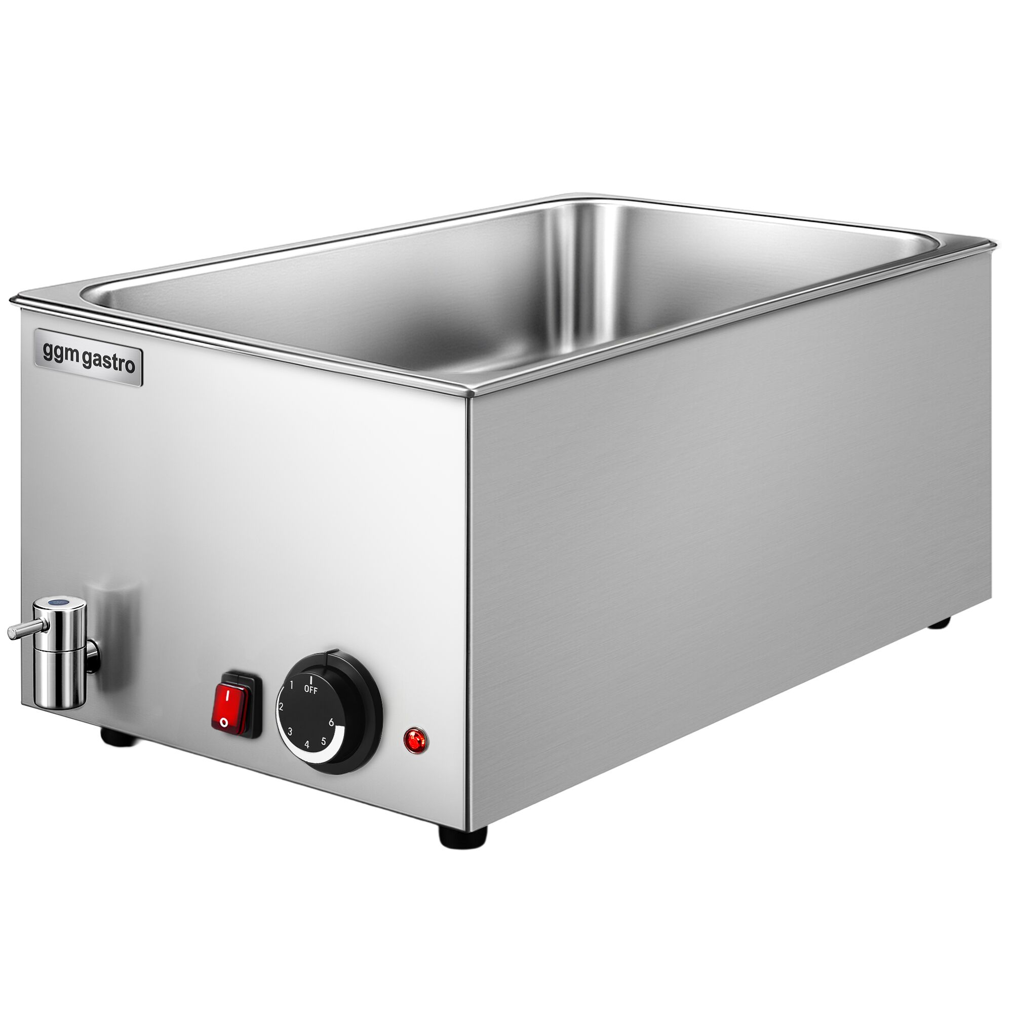 Elektro Bain-Marie - 1,2 kW - GN 1/1 mit 150mm Höhe - mit Ablasshahn