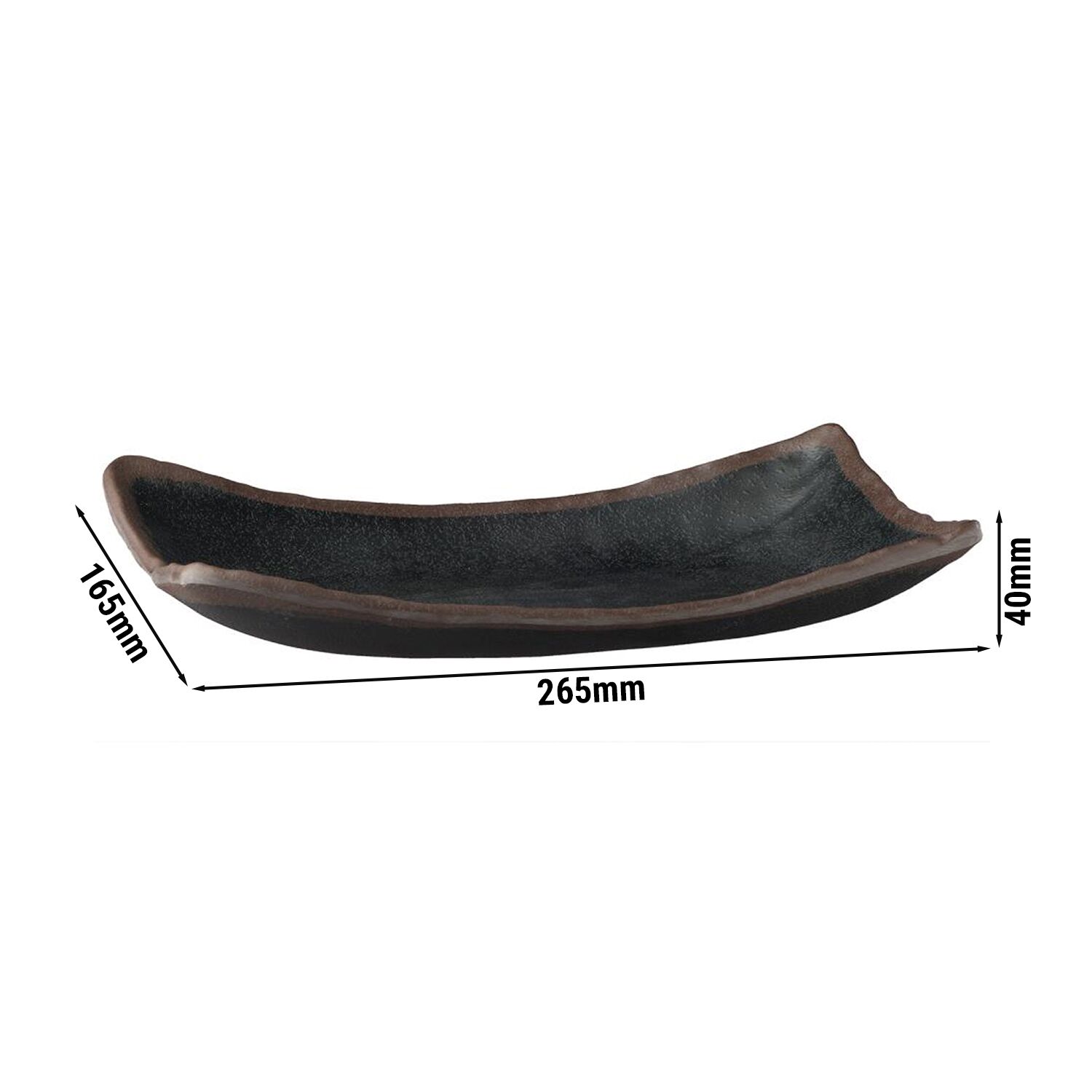 (6 pcs) Plateau de présentation - MARONE - Mélamine - 265x165mm - Hauteur:40mm - Noir/Brun - empilable, compatible lave-vaisselle